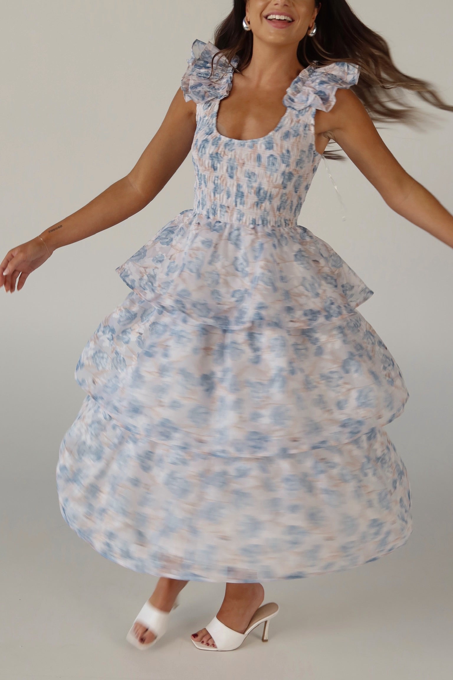 Veda Floral Tiered Midi Dress