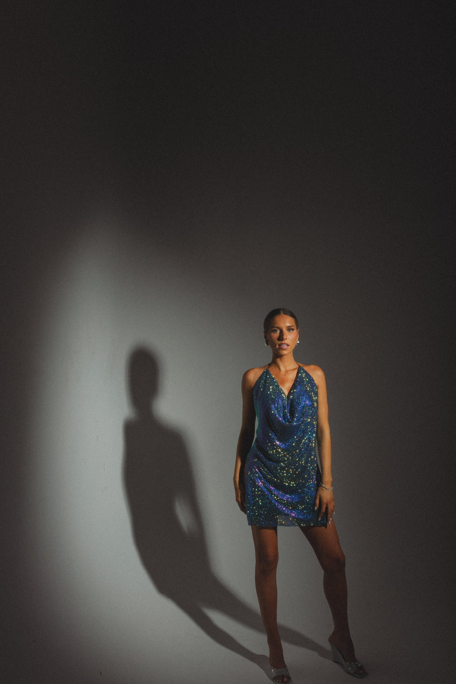 RESTOCKED :Lydia Rhinestone Mini Dress In Blue