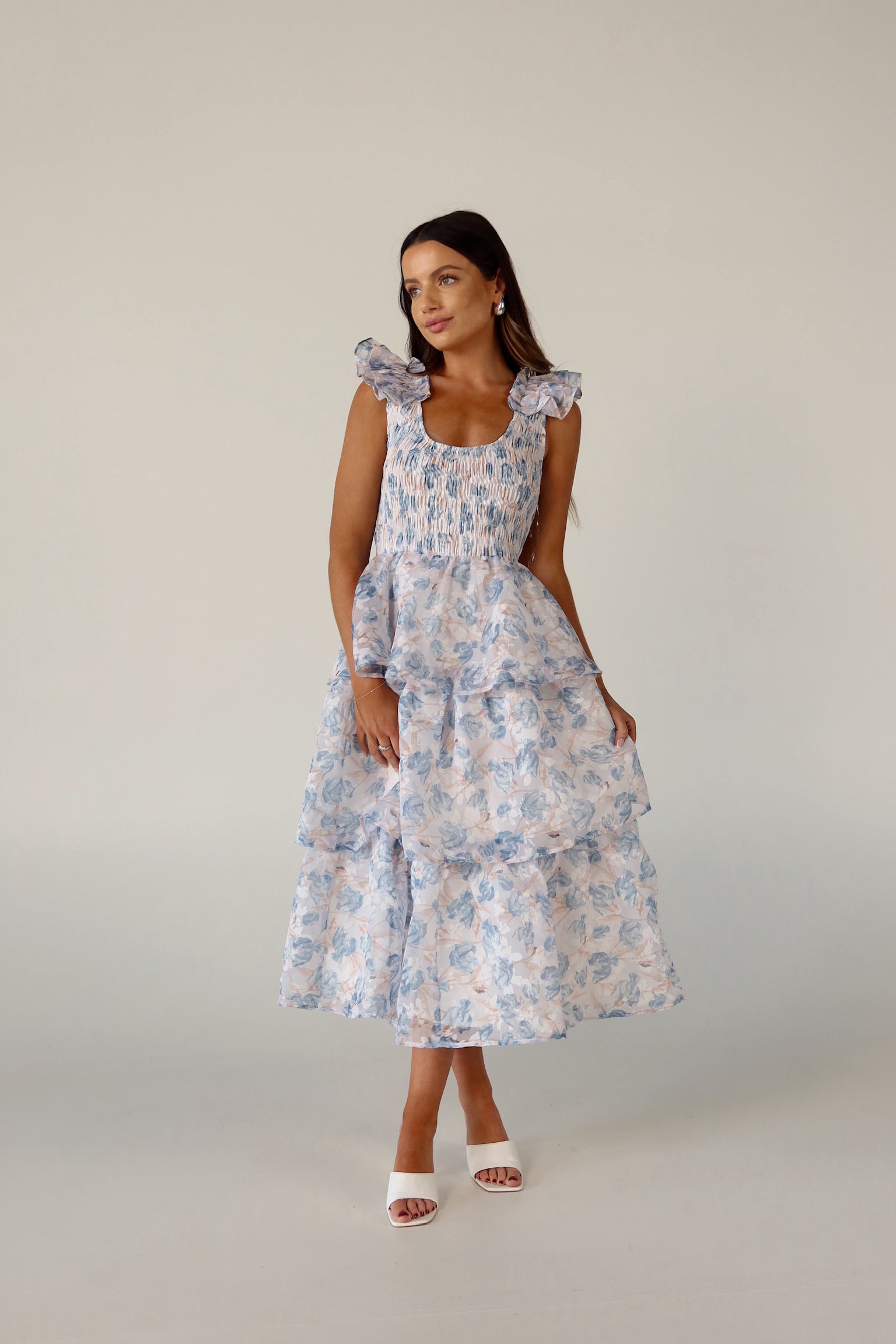Veda Floral Tiered Midi Dress