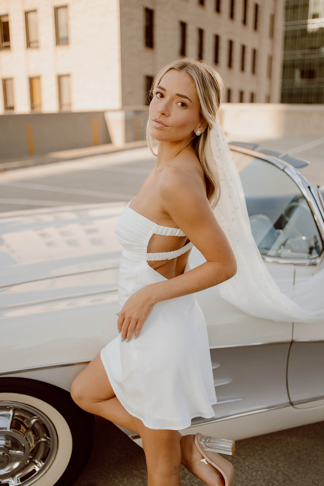 Andrea Strapless Satin Mini Dress