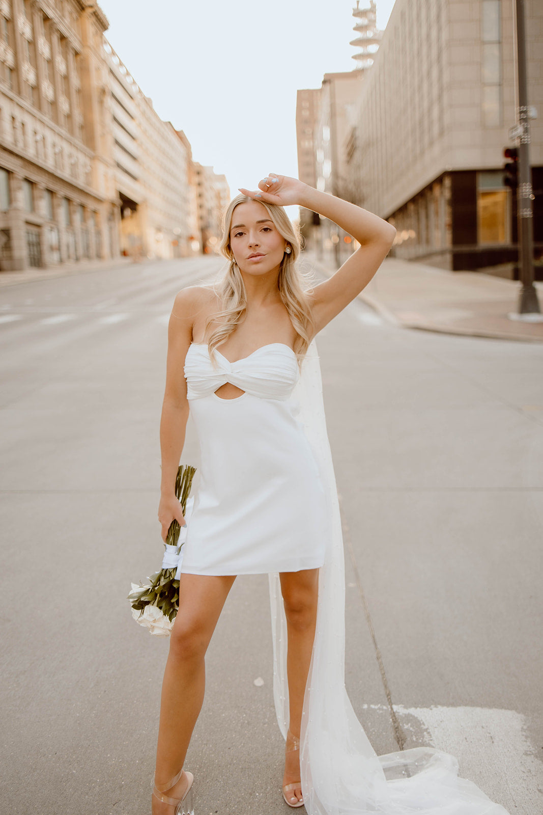 Andrea Strapless Satin Mini Dress