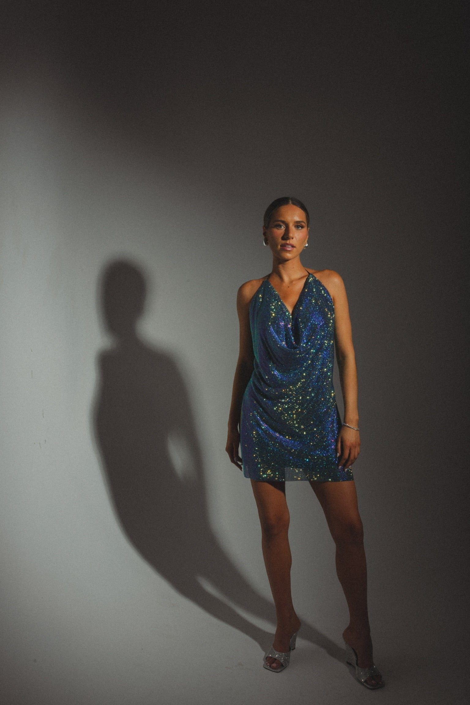 RESTOCKED :Lydia Rhinestone Mini Dress In Blue