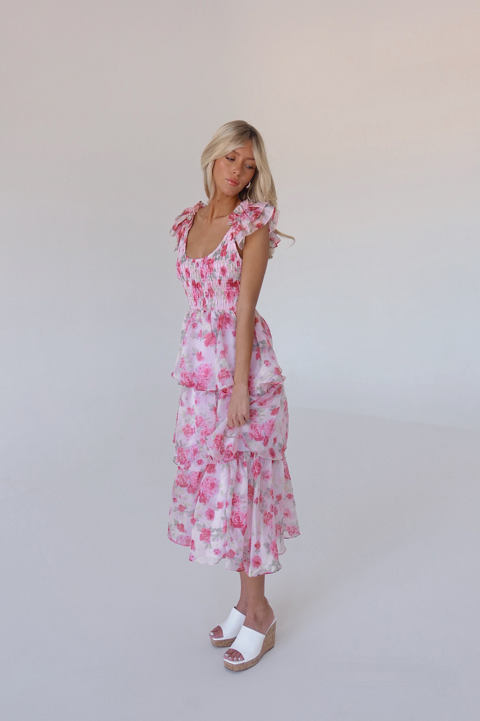 RESTOCKED :Livia Tiered Organza Midi Dress