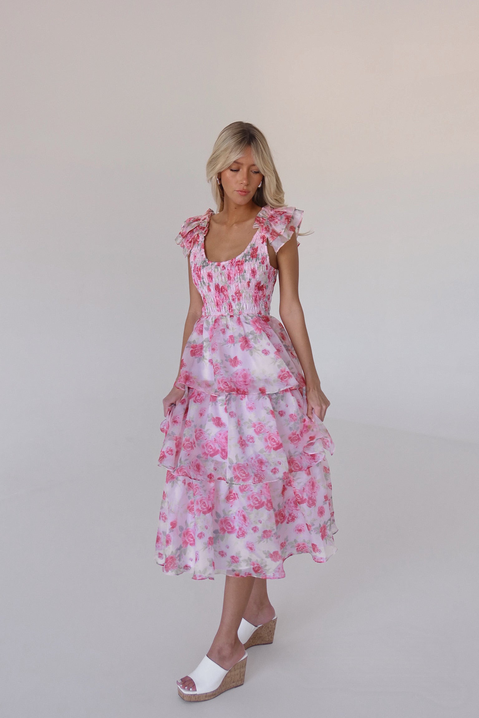 RESTOCKED :Livia Tiered Organza Midi Dress
