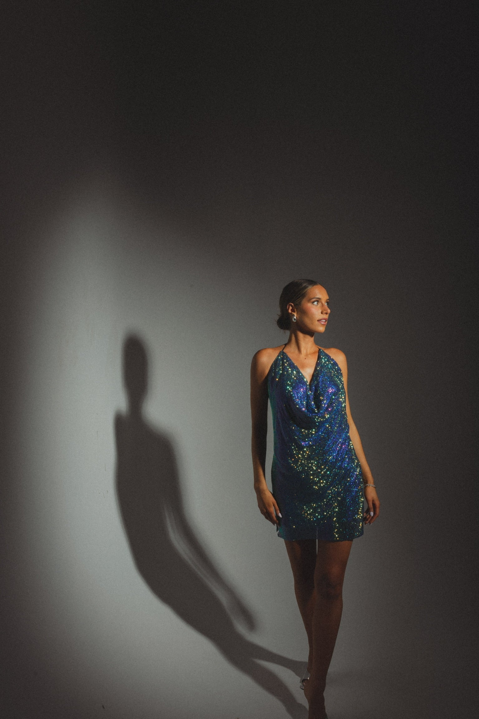 RESTOCKED :Lydia Rhinestone Mini Dress In Blue