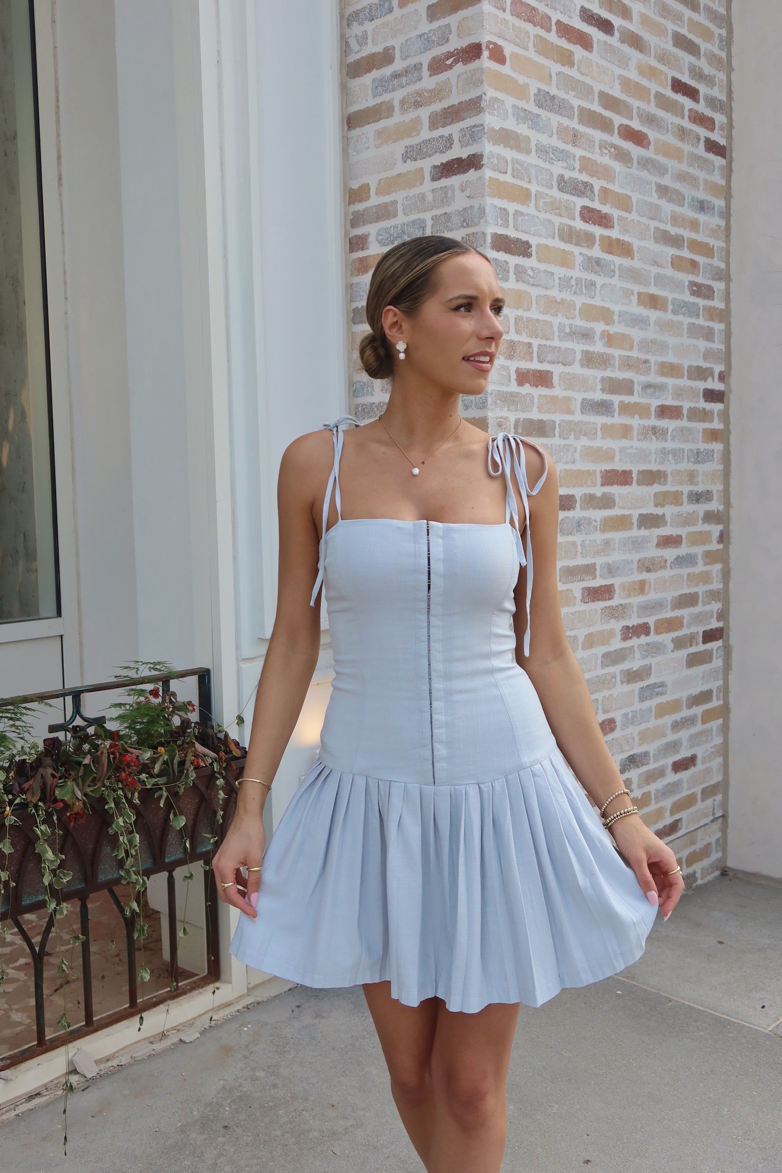 SALE :Quinn Pleated Mini Dress