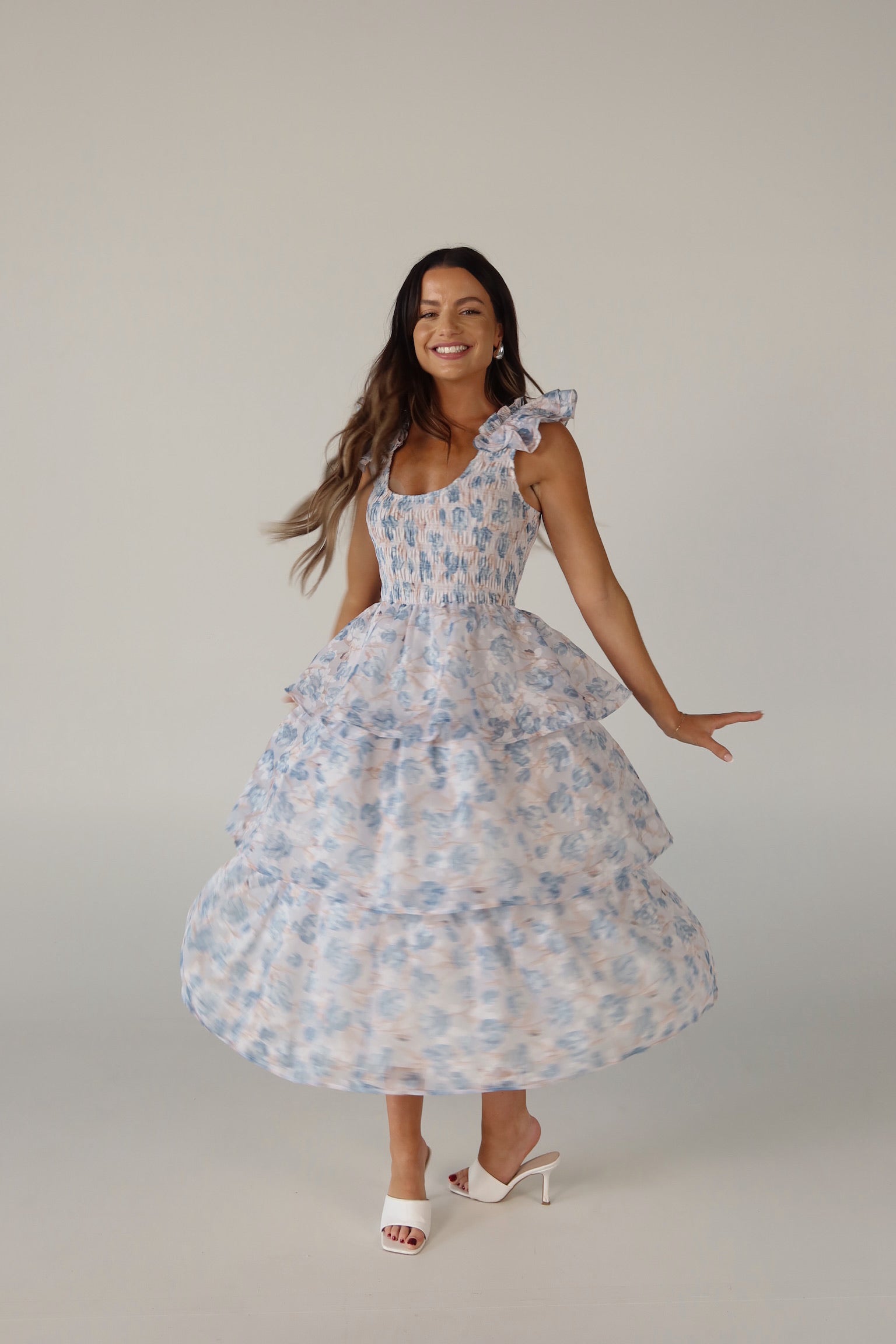 Veda Floral Tiered Midi Dress
