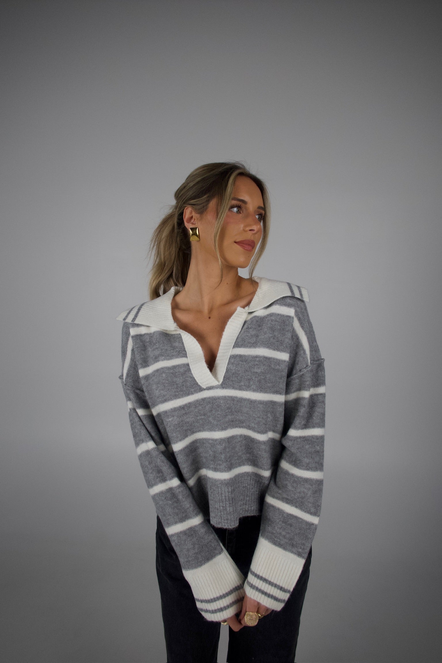 Haven Striped V-Neck Sweater