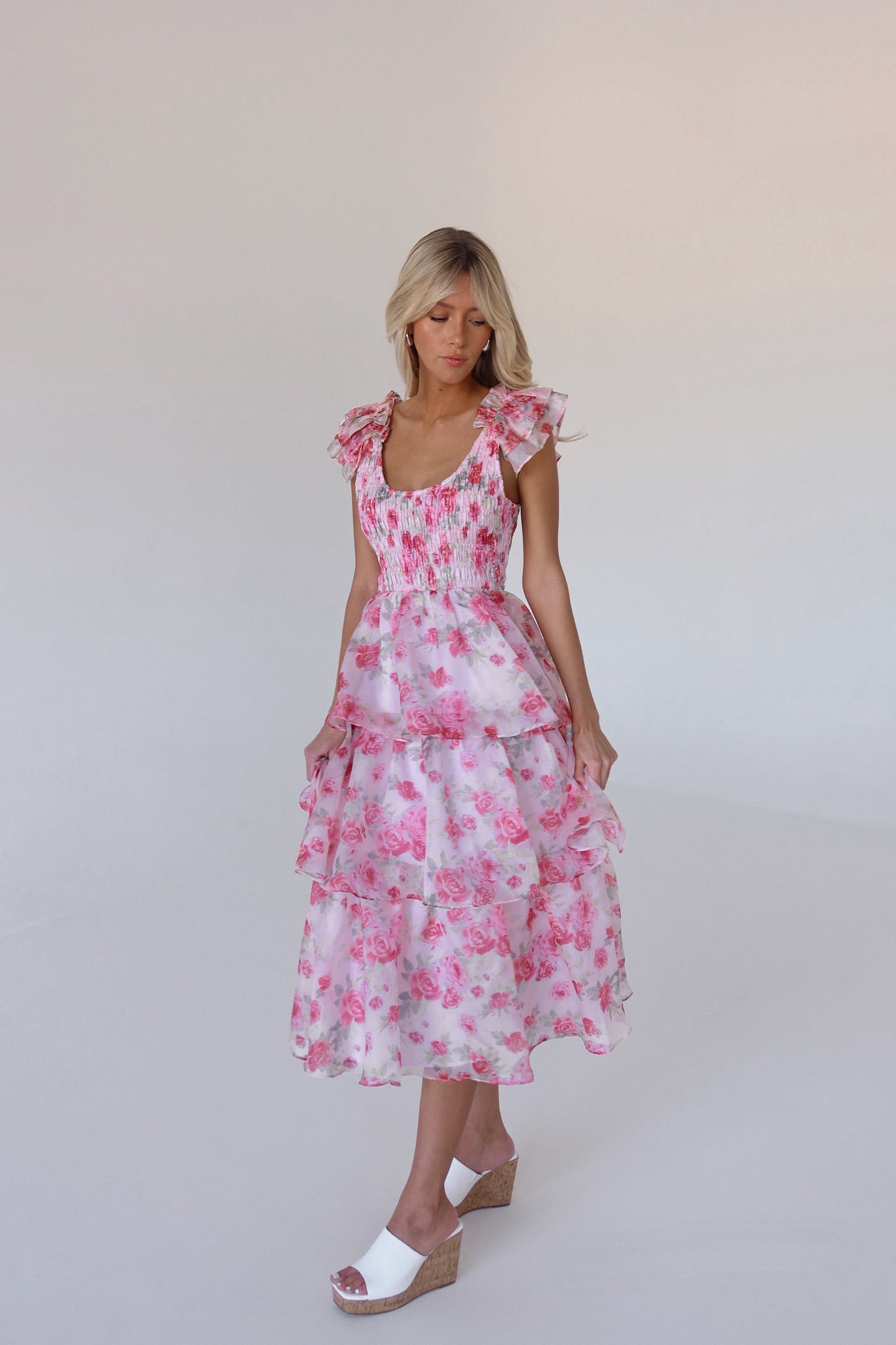 RESTOCKED :Livia Tiered Organza Midi Dress
