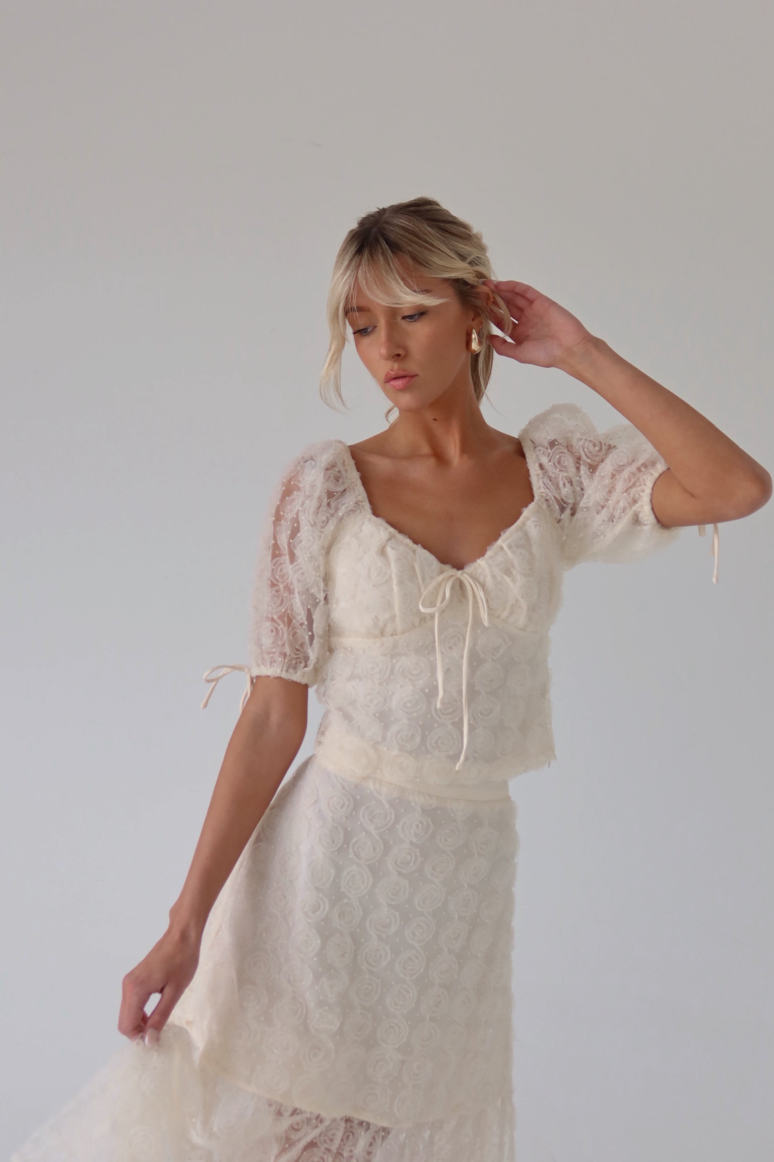 Stella Rose Applique Puff Sleeve Top