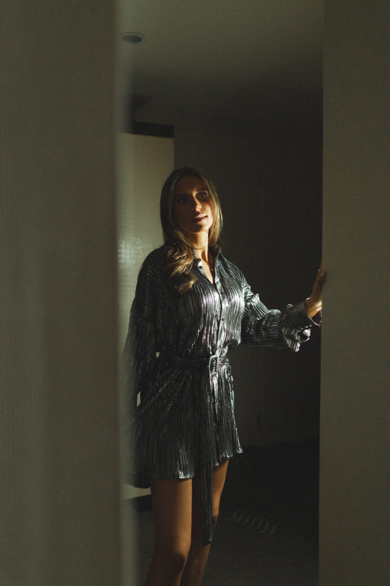 Torrie Pleated Shirt Dress In Black