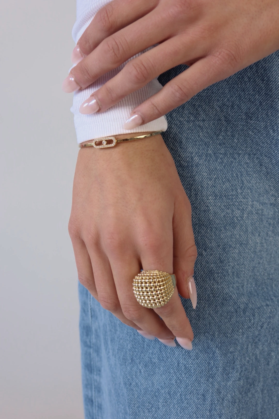 Square Statement Dome Ring In Gold