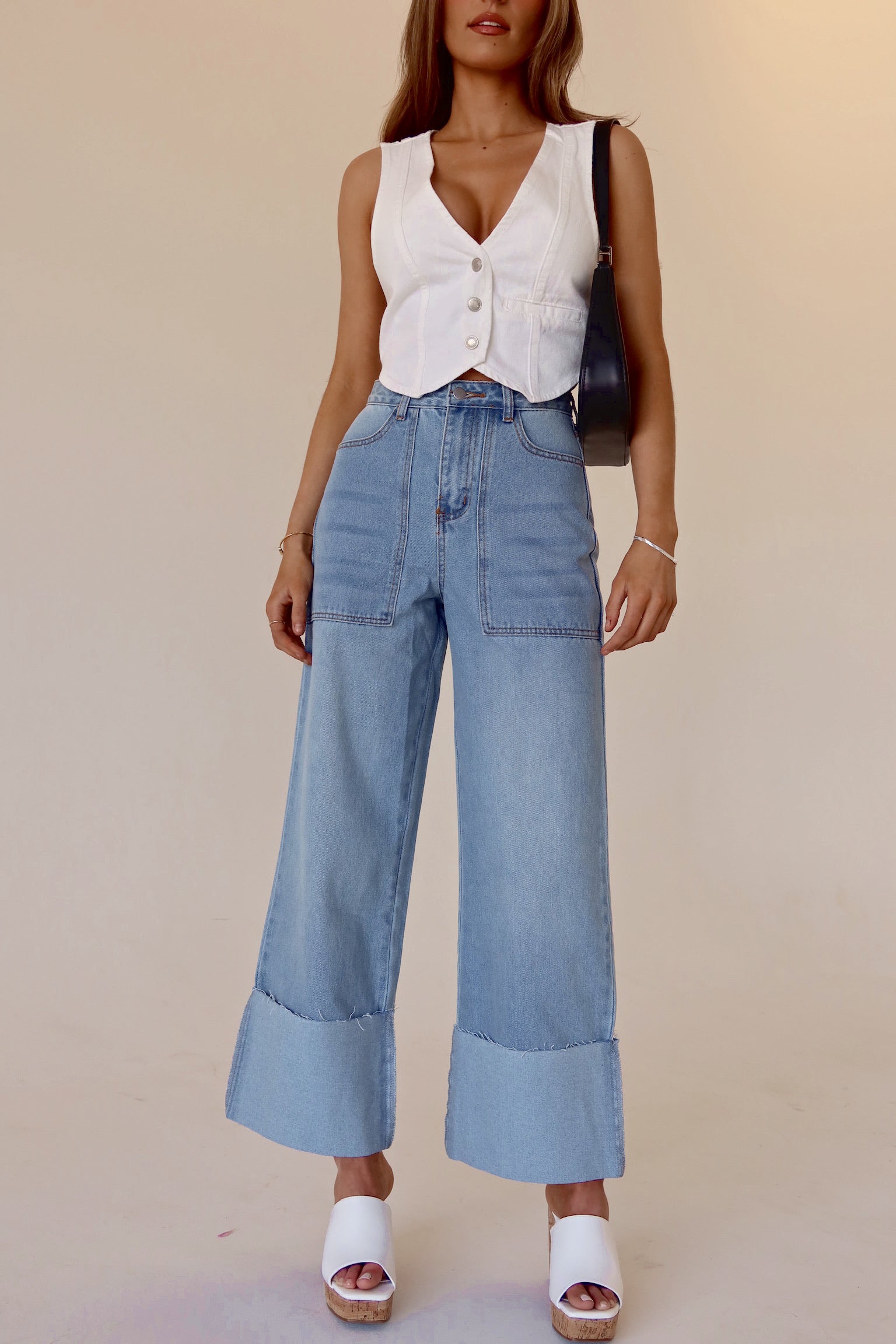 RESTOCKED :Aviana Denim Vest In White