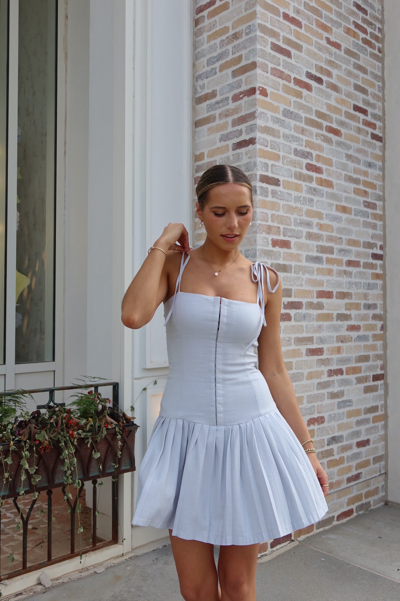 SALE :Quinn Pleated Mini Dress