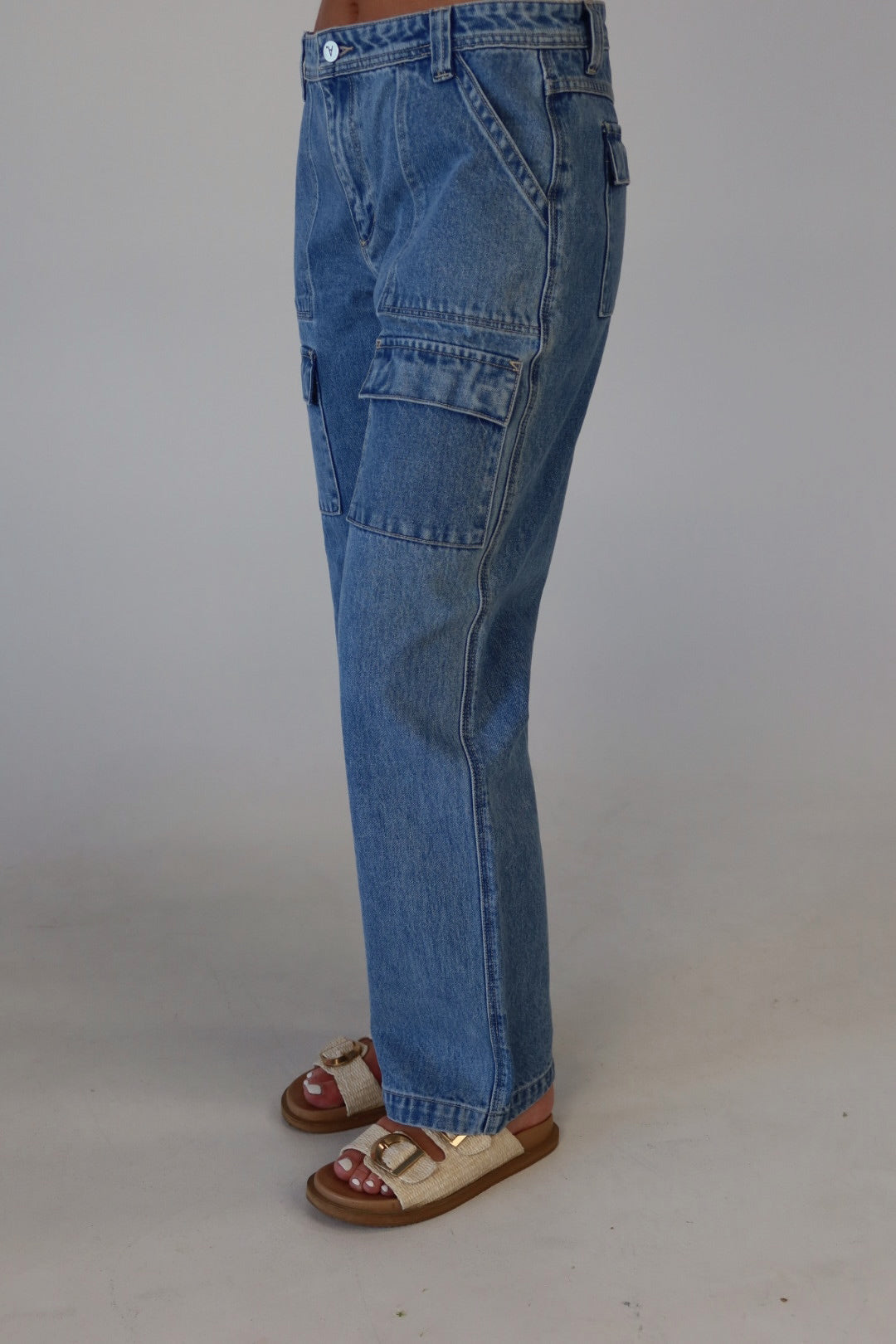 ABRAND : 99 Baggy Cargo Tianna In Mid Vintage Blue
