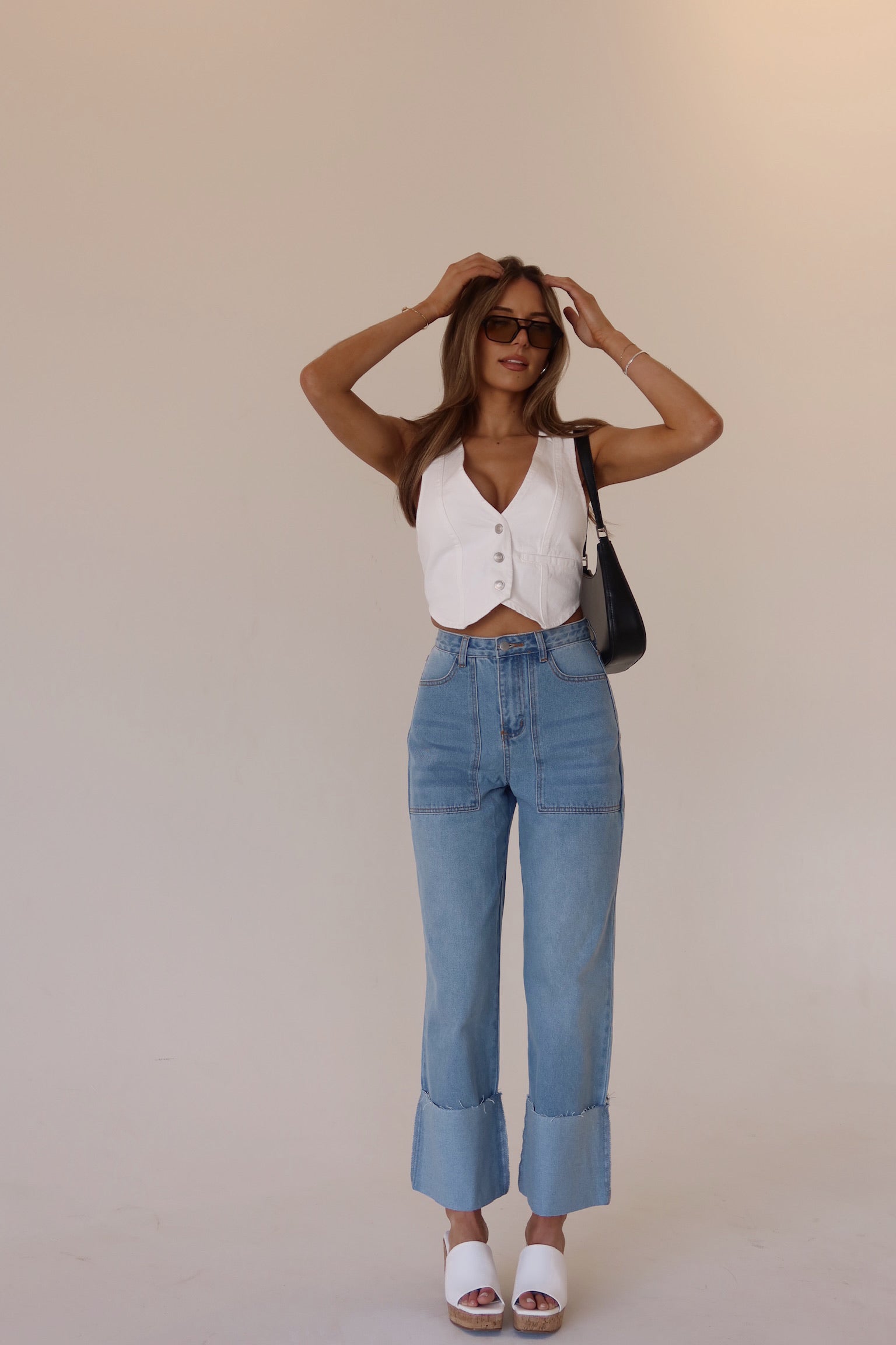 RESTOCKED :Aviana Denim Vest In White