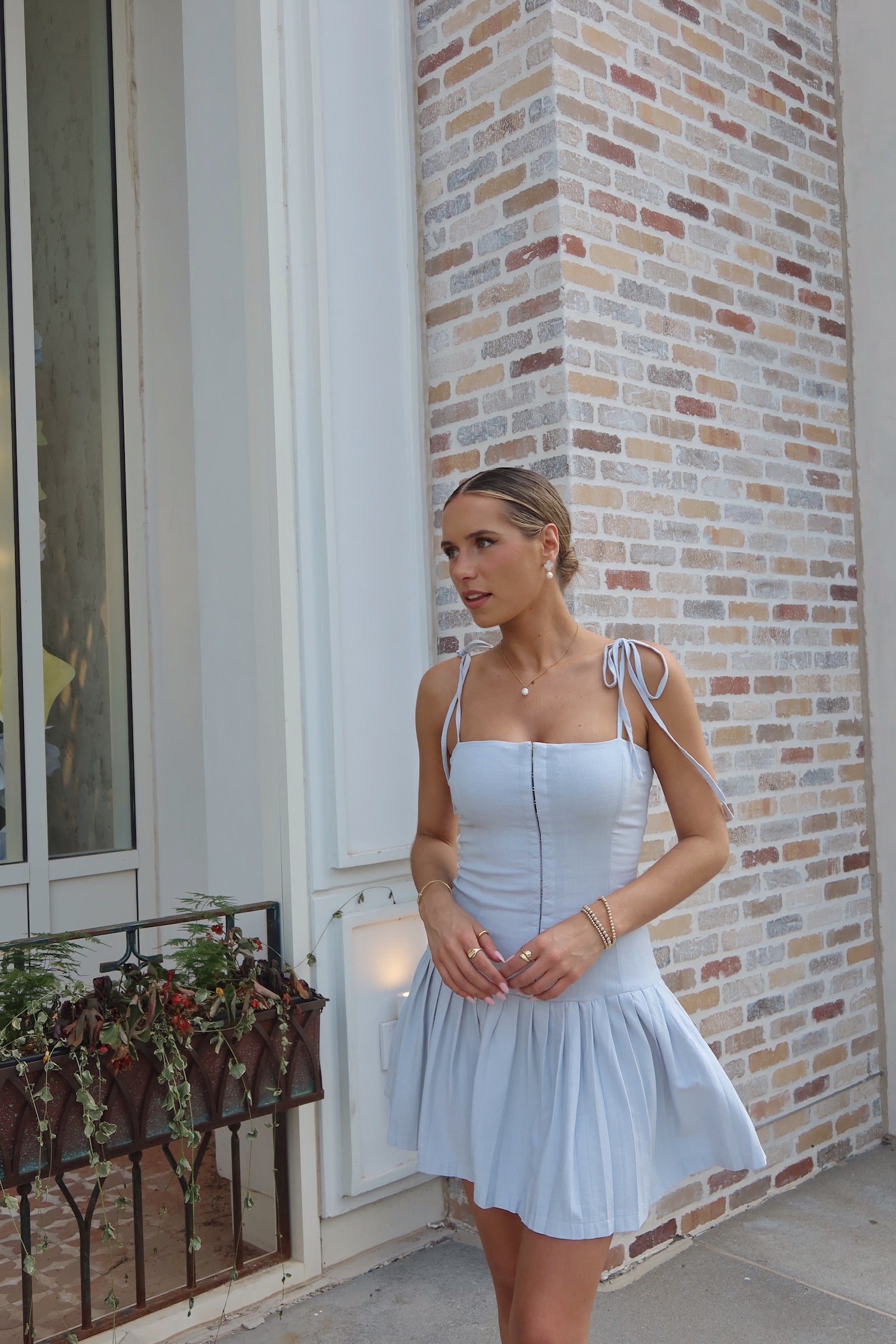 SALE :Quinn Pleated Mini Dress