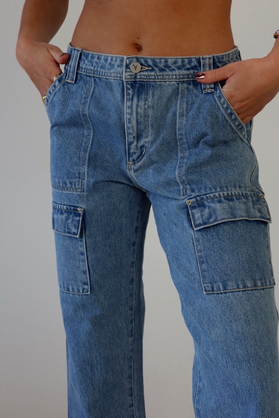 ABRAND : 99 Baggy Cargo Tianna In Mid Vintage Blue