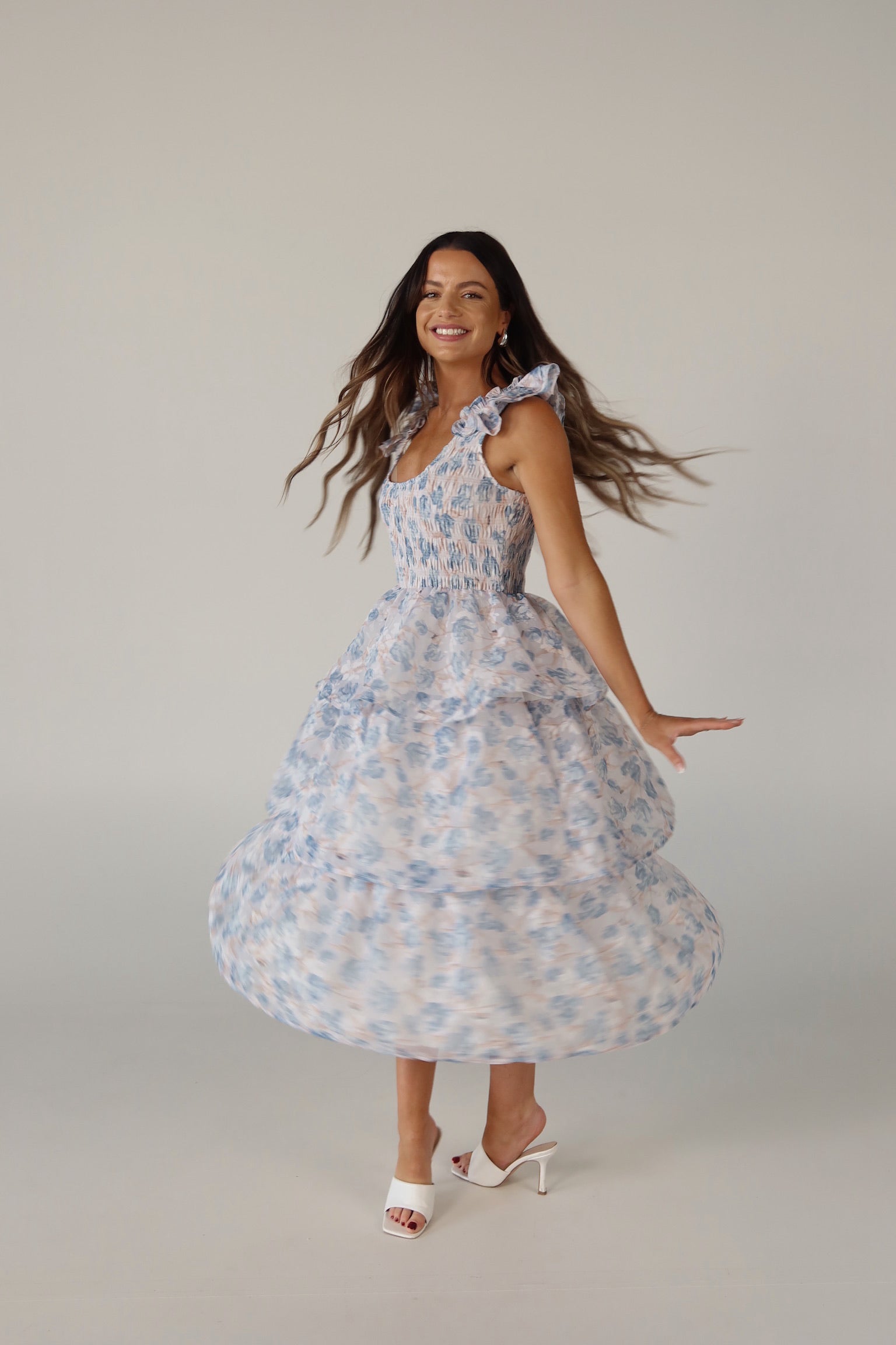 Veda Floral Tiered Midi Dress
