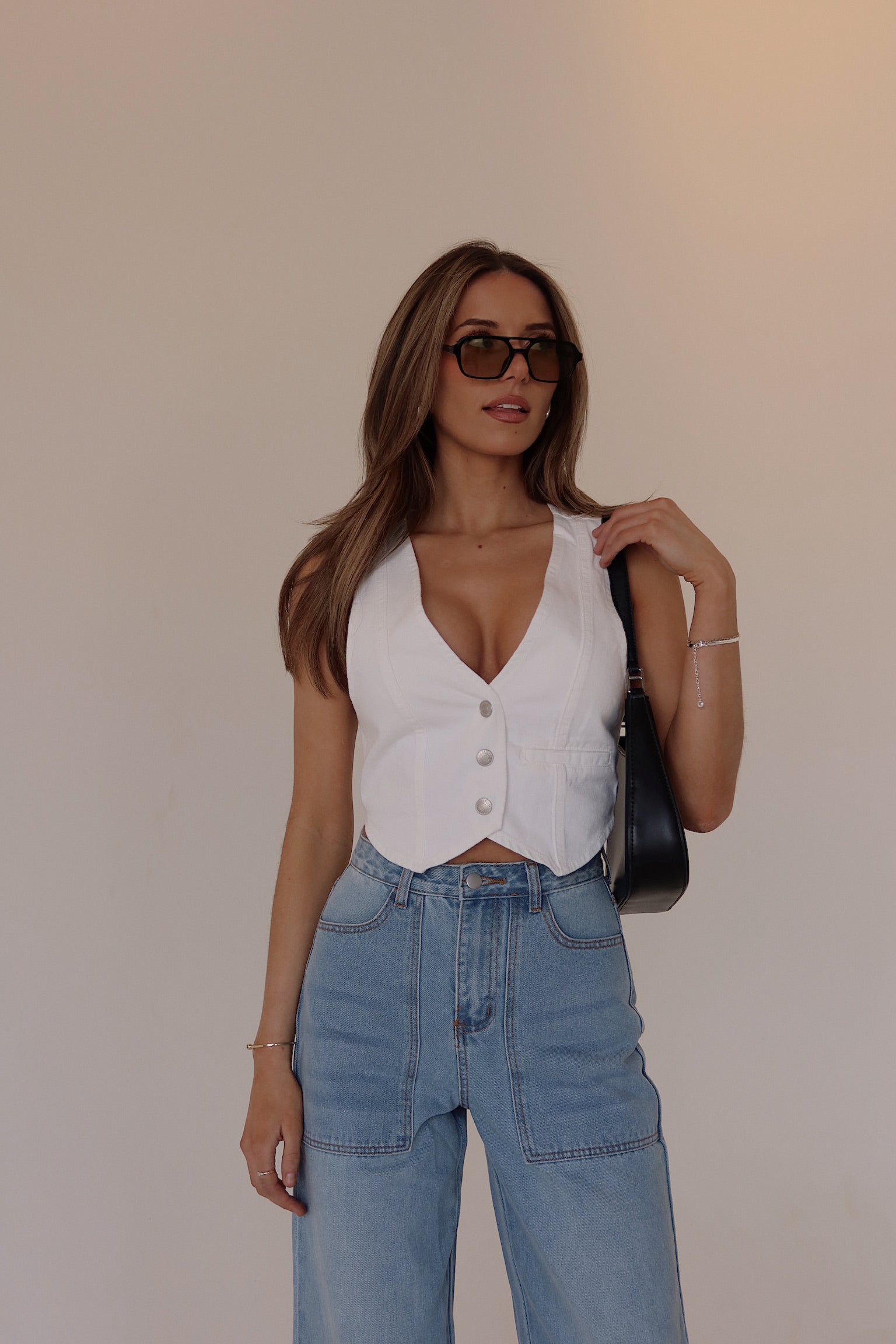 RESTOCKED :Aviana Denim Vest In White