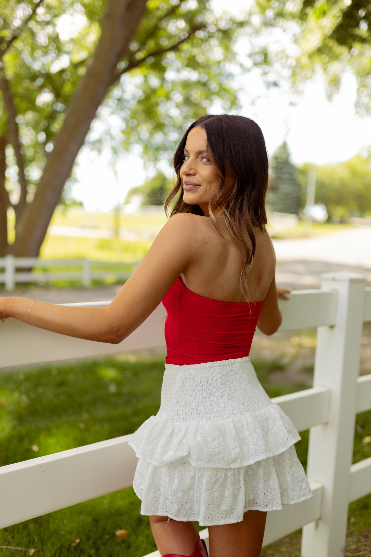 Eyelet Ruffle Mini Skirt