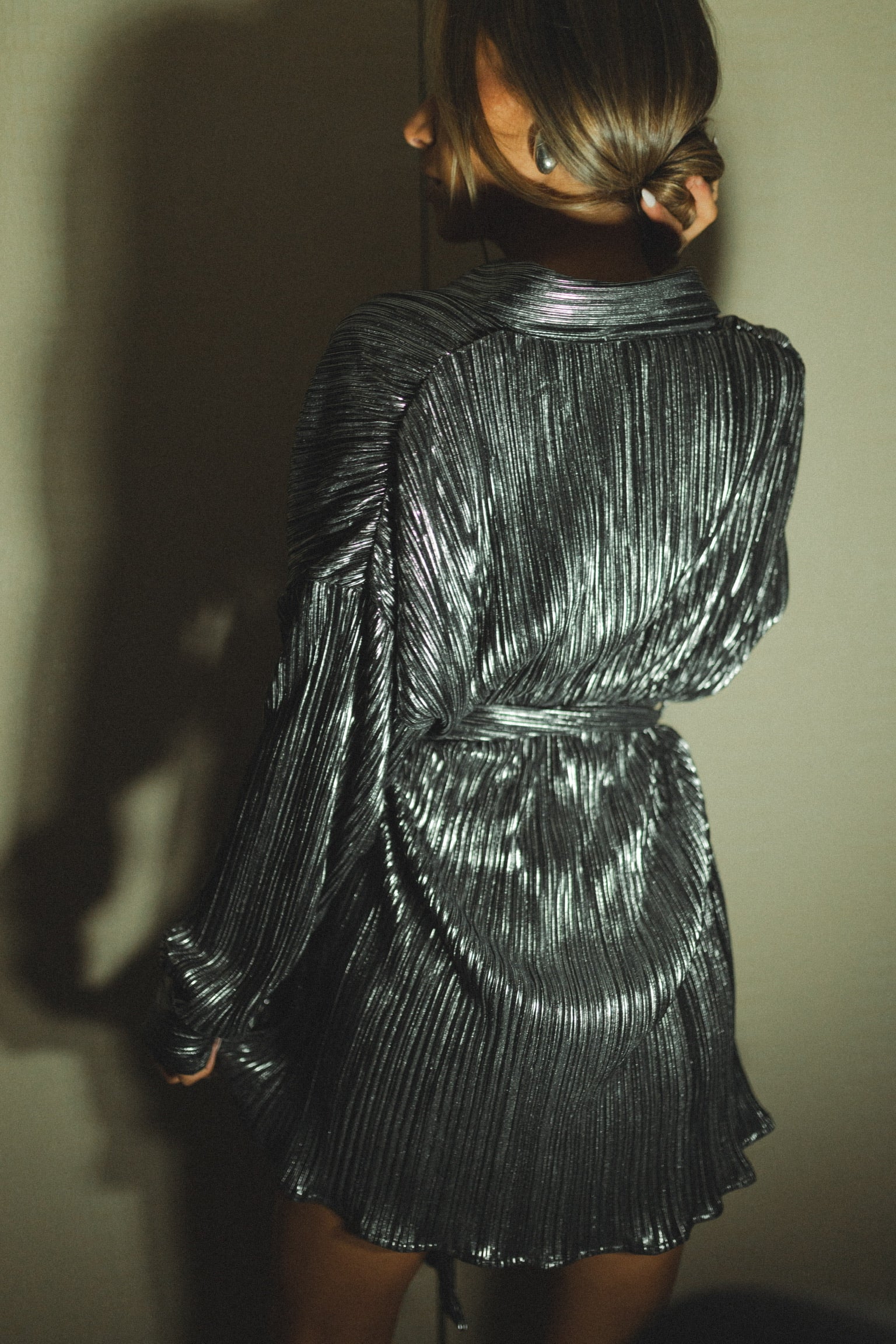 Torrie Pleated Shirt Dress In Black