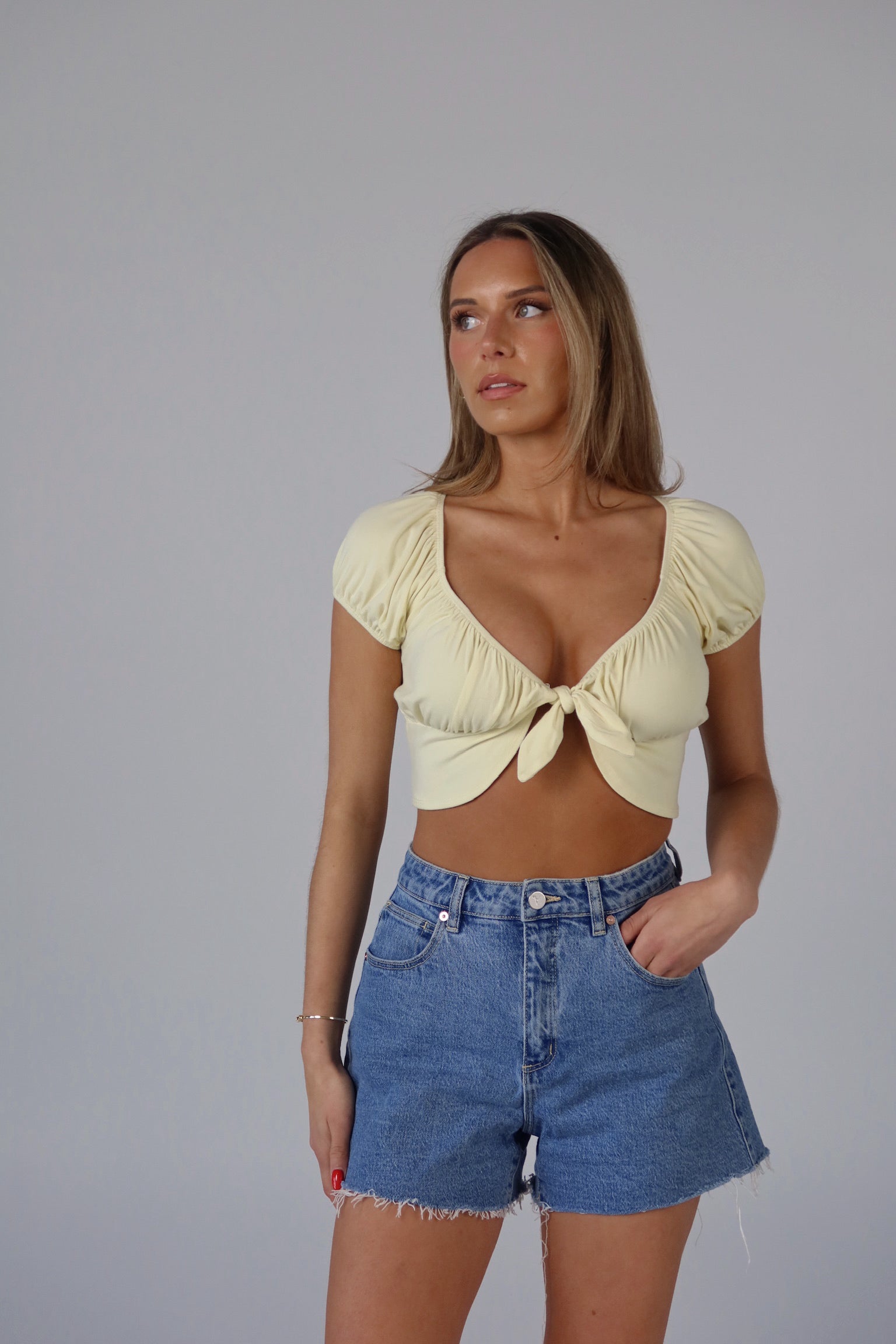 SALE :Lemon Beverly Tie Crop