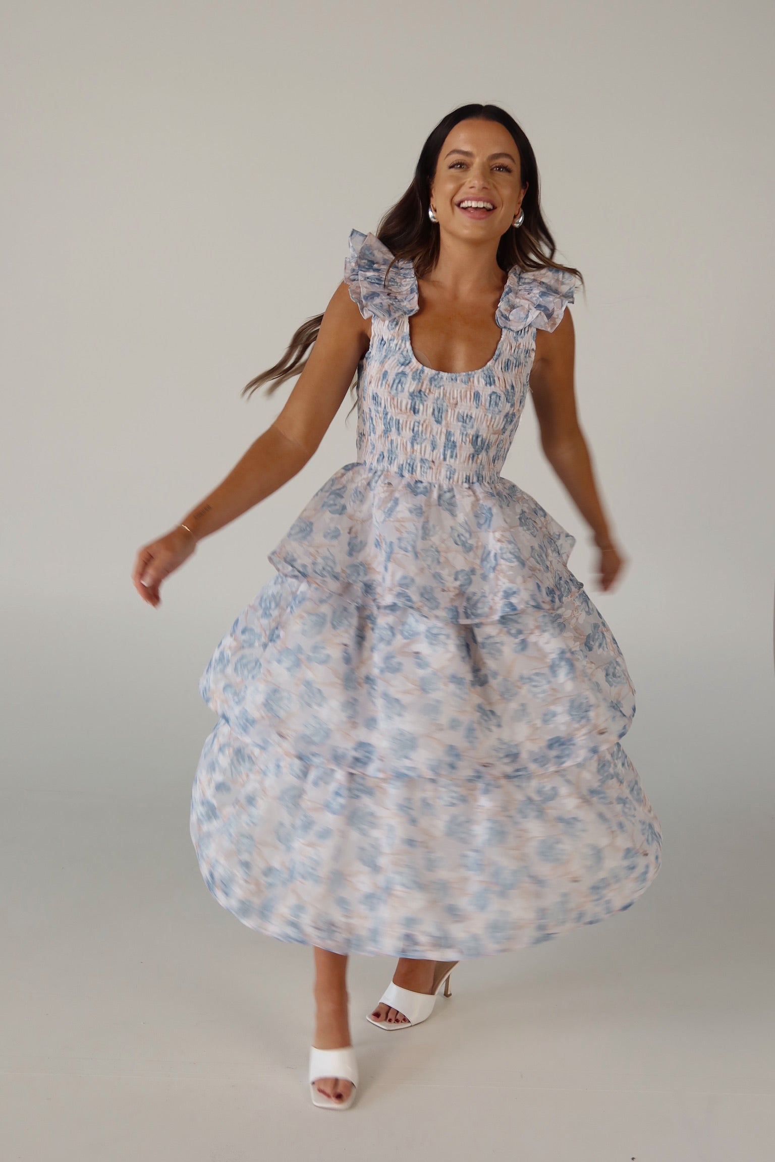 Veda Floral Tiered Midi Dress