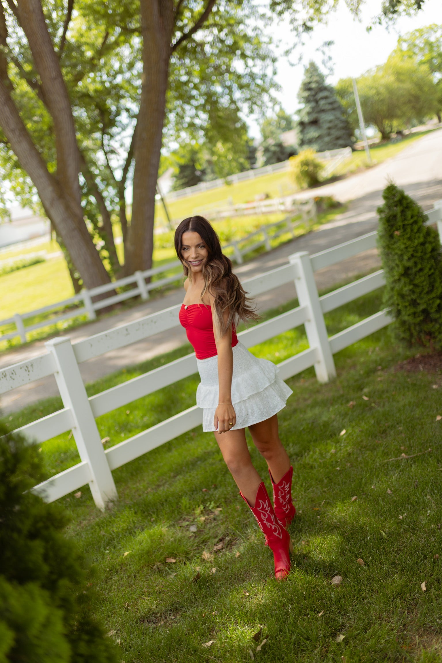 Eyelet Ruffle Mini Skirt