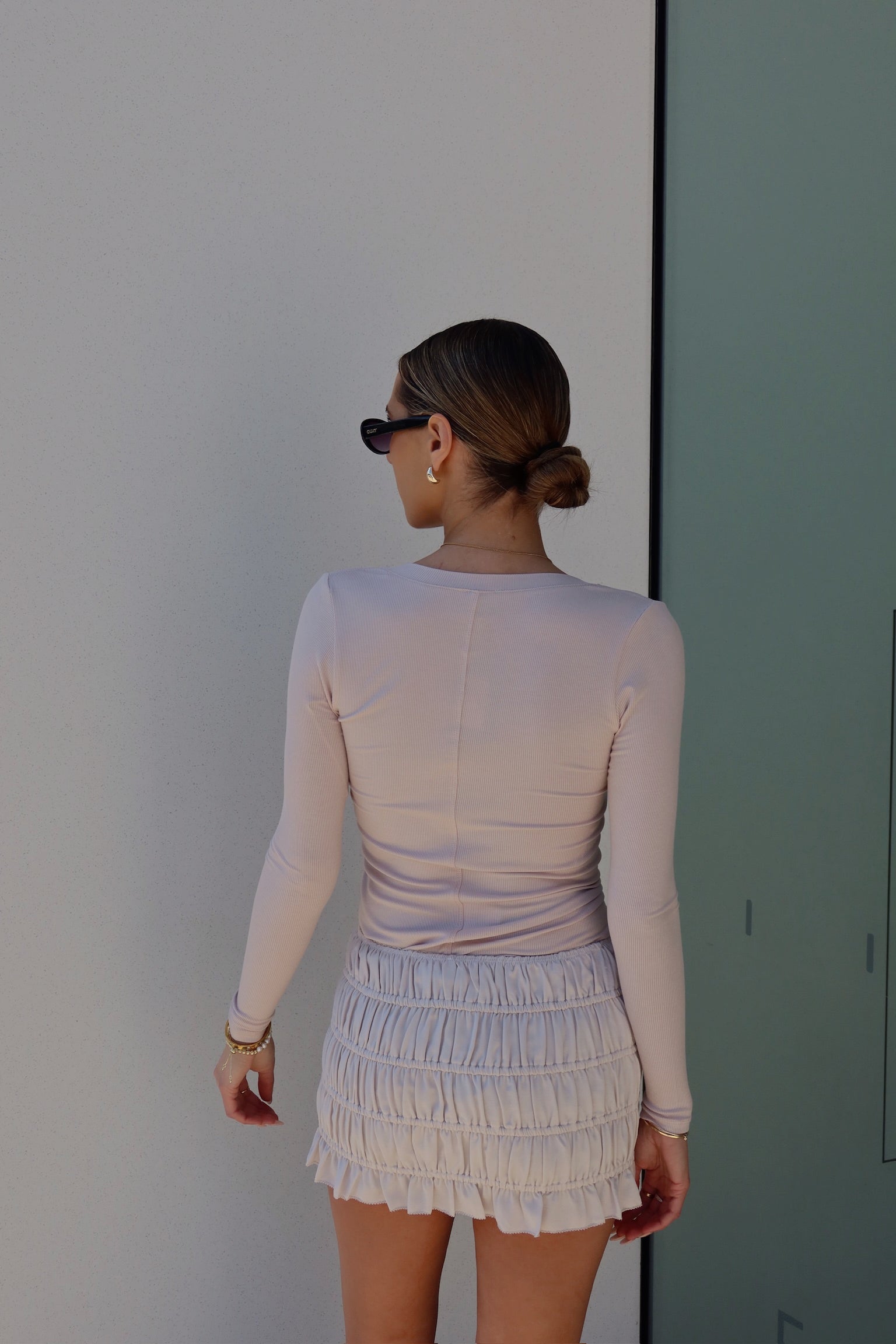 Erika Button-Down Long Sleeve Top in Blush