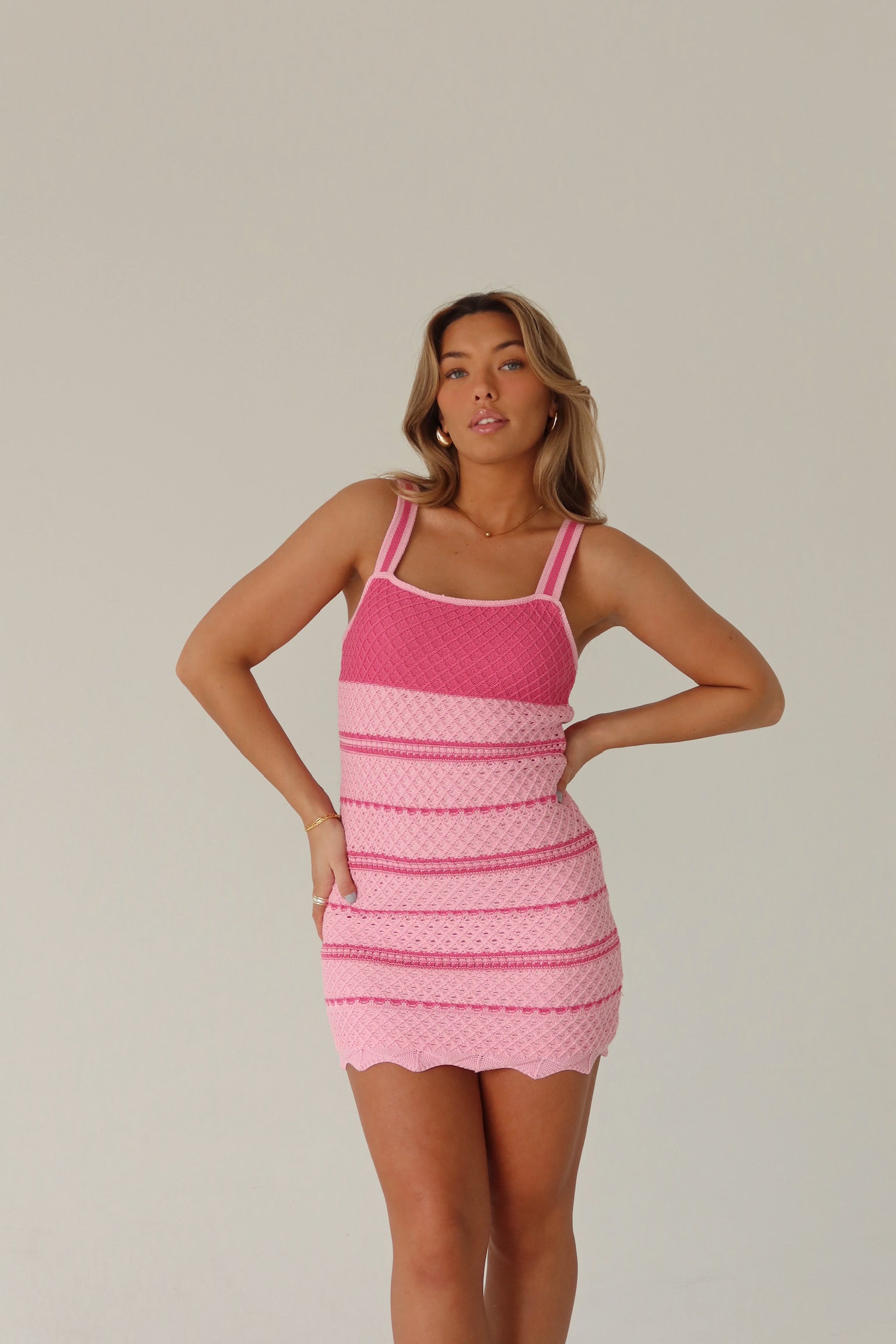 April Crochet Mini Dress