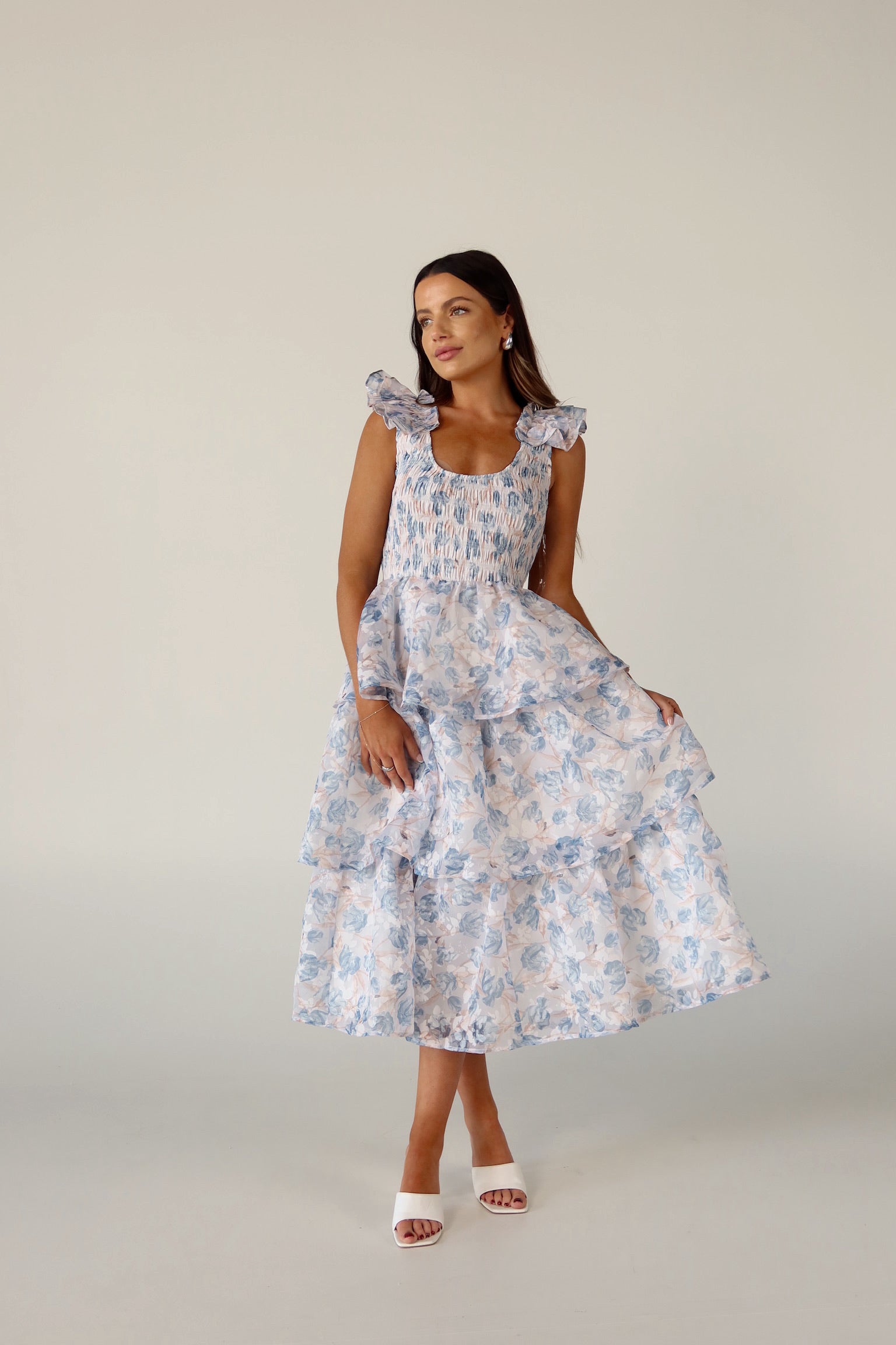 Veda Floral Tiered Midi Dress