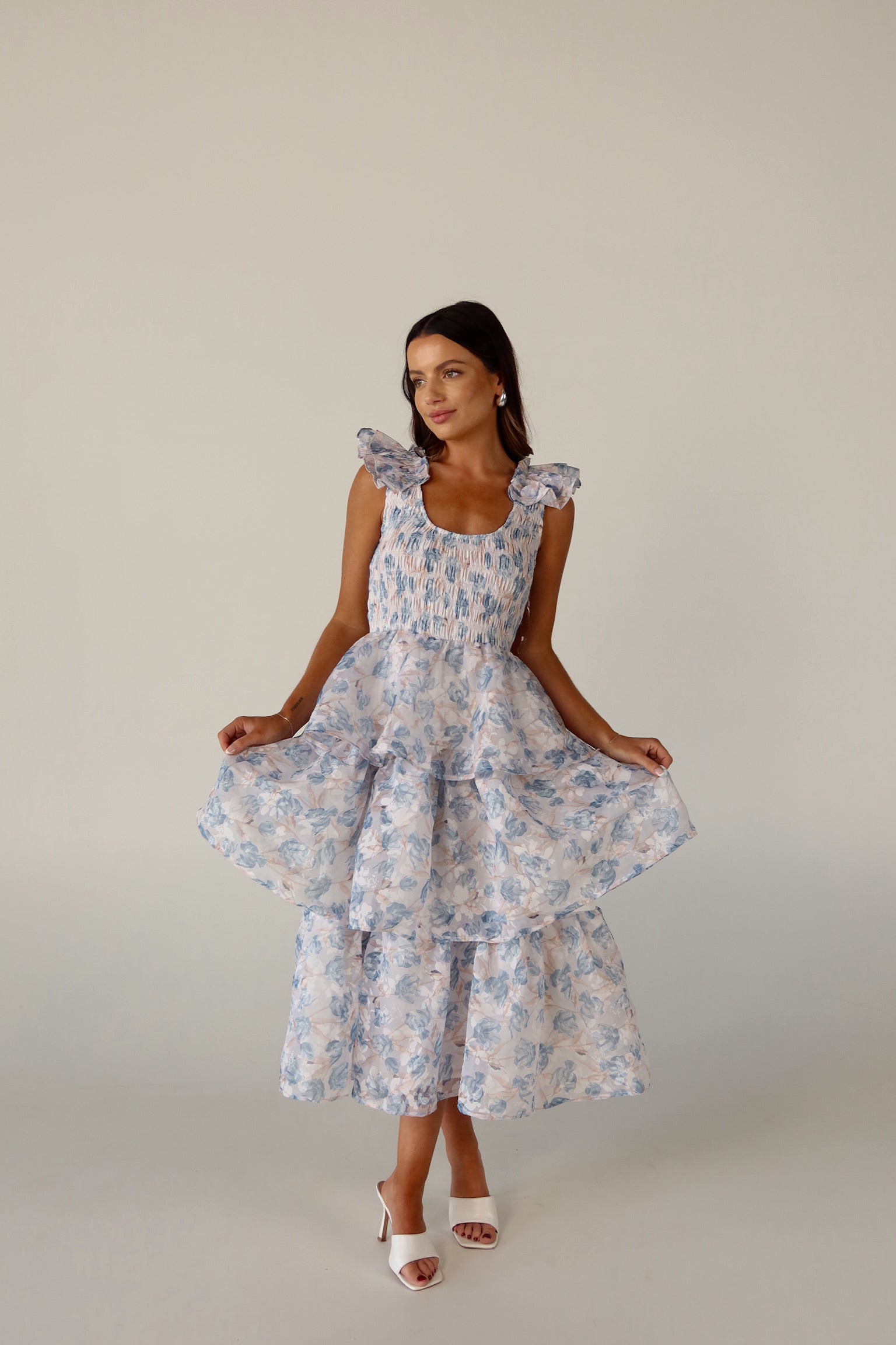 Veda Floral Tiered Midi Dress