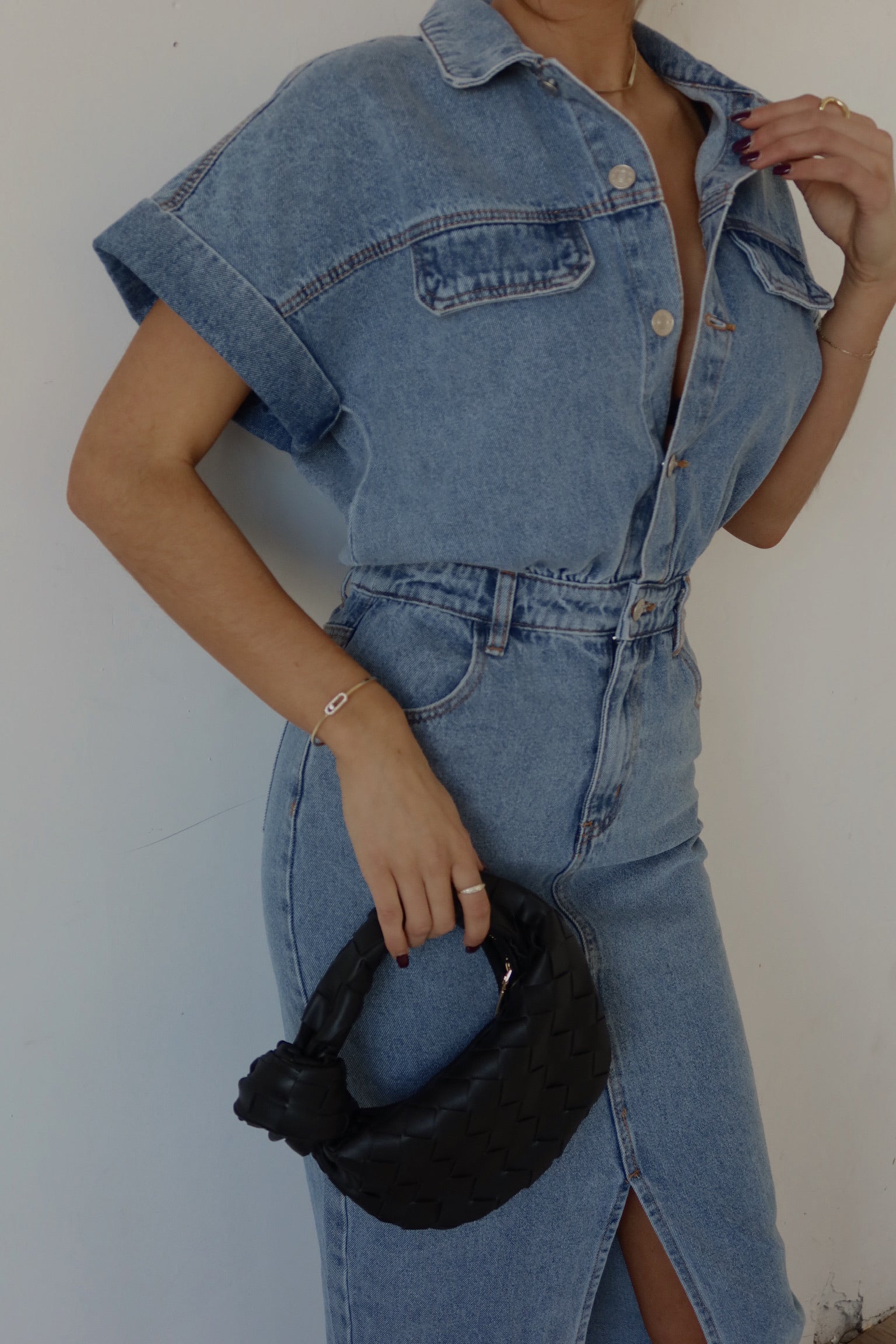 Tobie Short Sleeve Denim Midi Dress