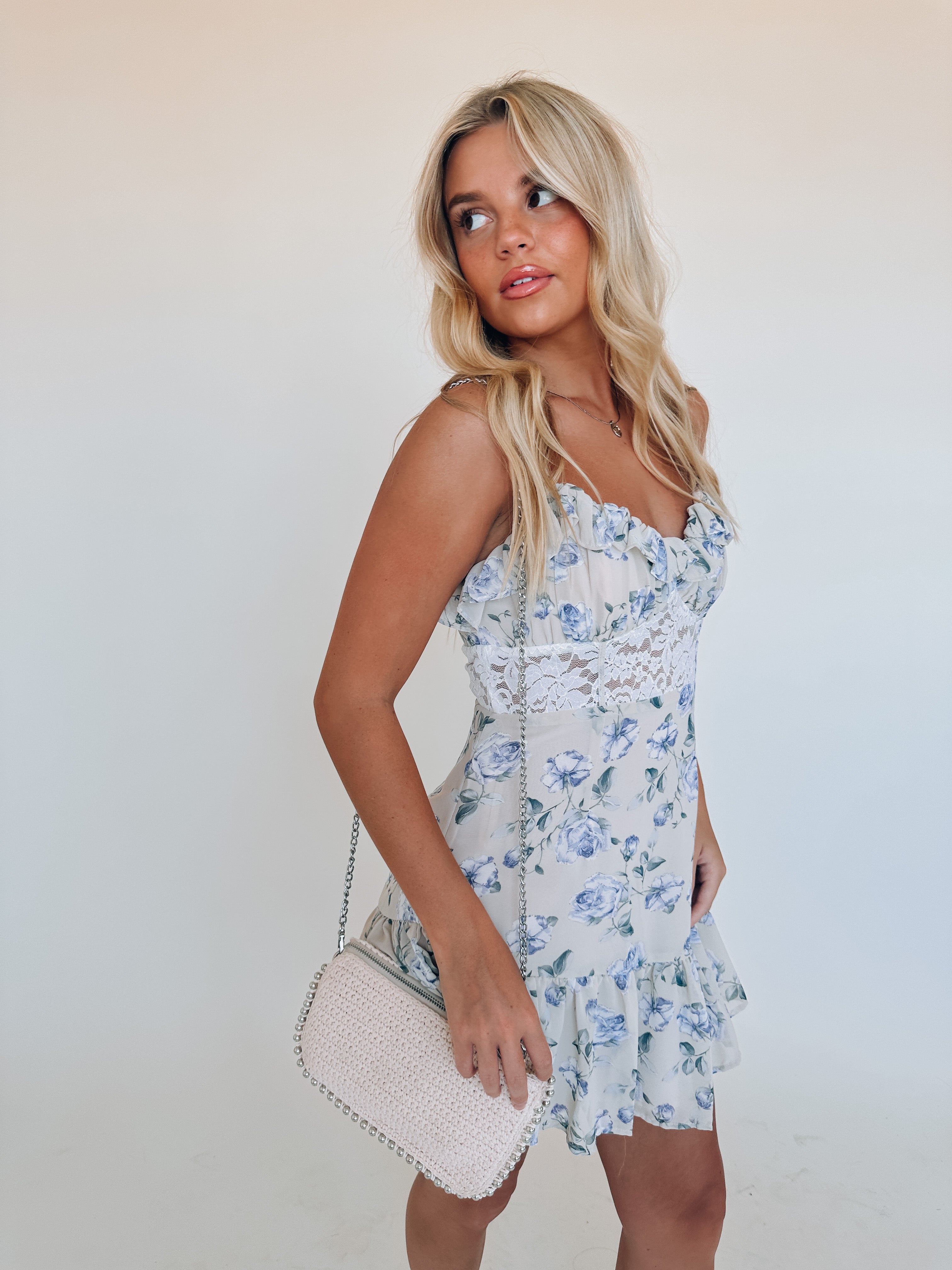 SALE :Christina Floral Ruffle Mini Dress