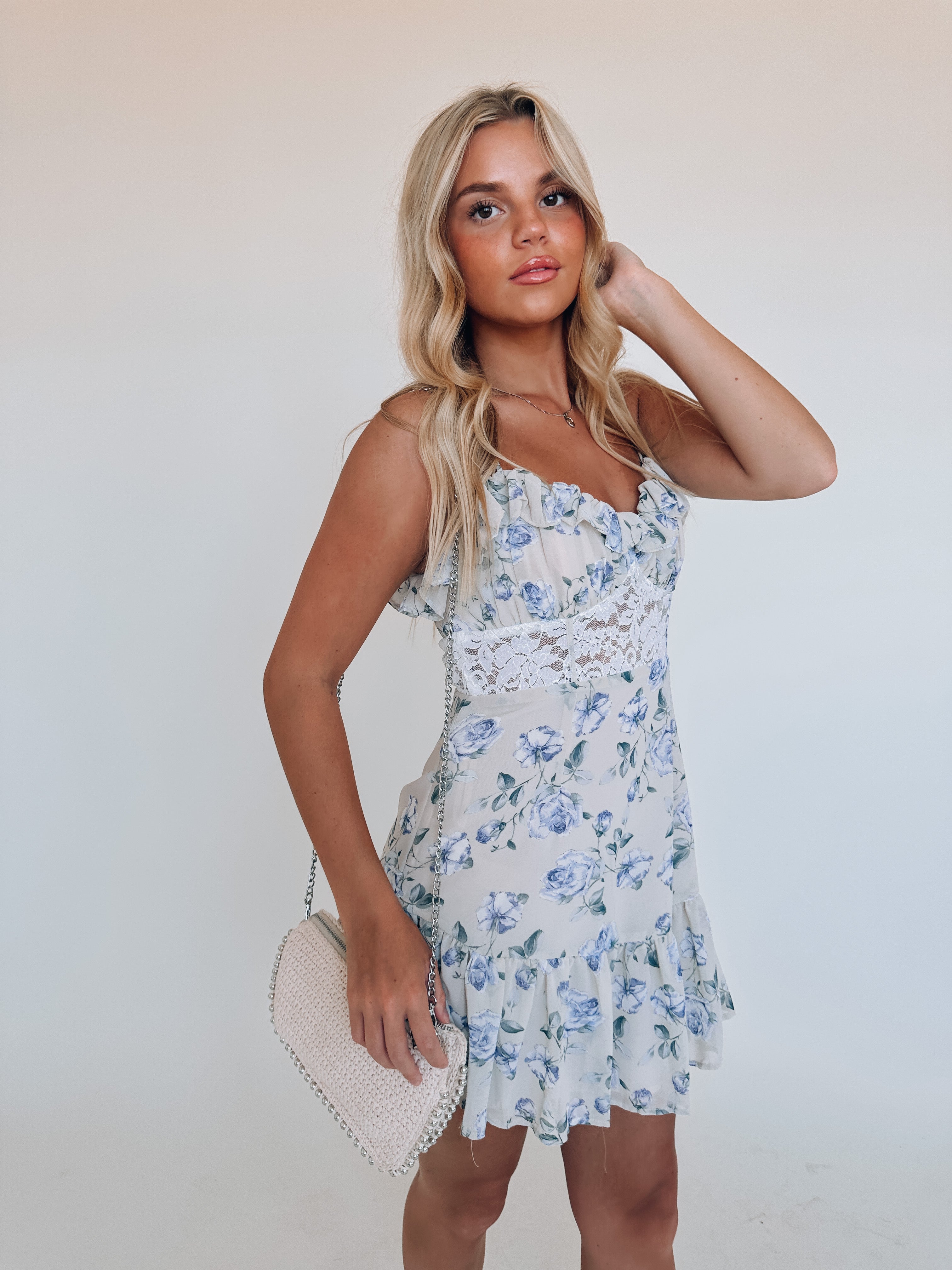 SALE :Christina Floral Ruffle Mini Dress