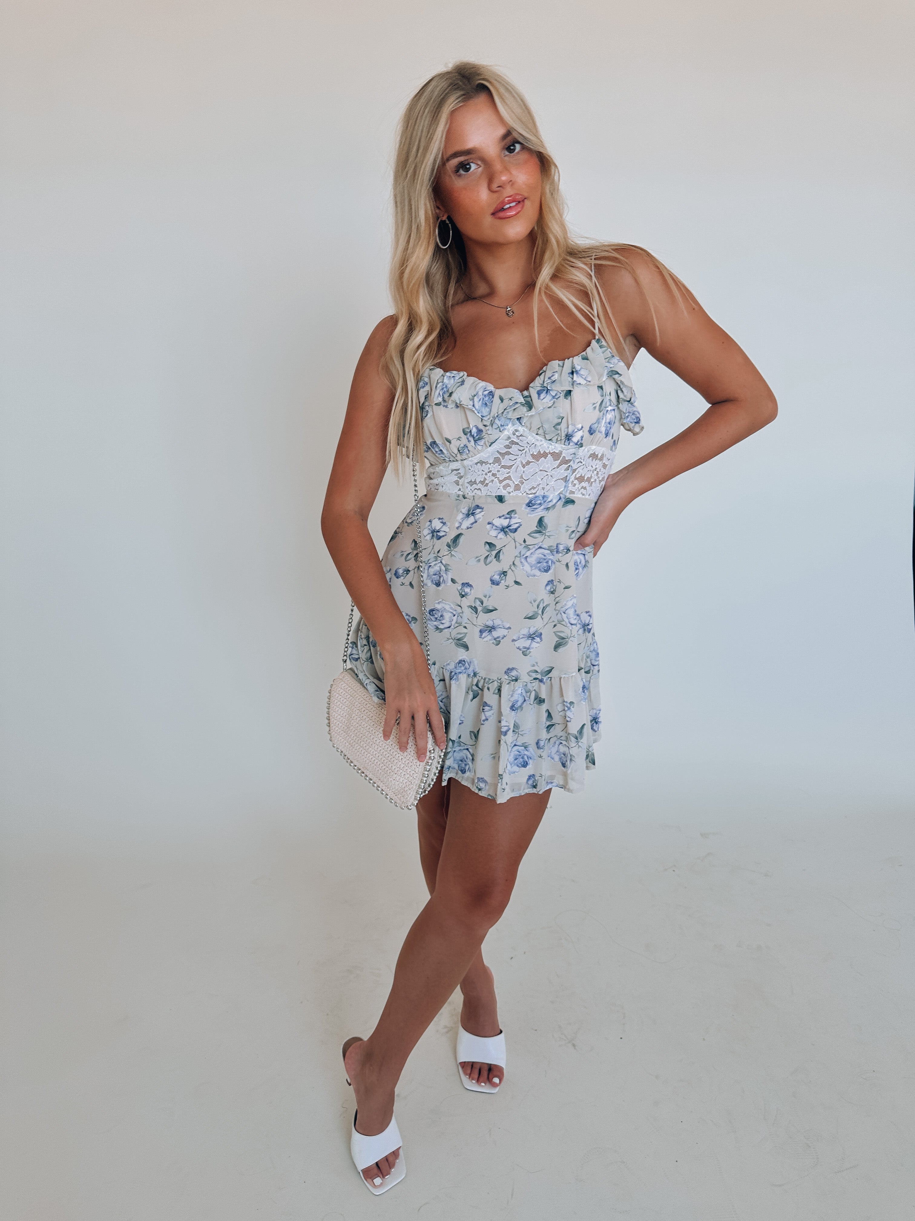 SALE :Christina Floral Ruffle Mini Dress
