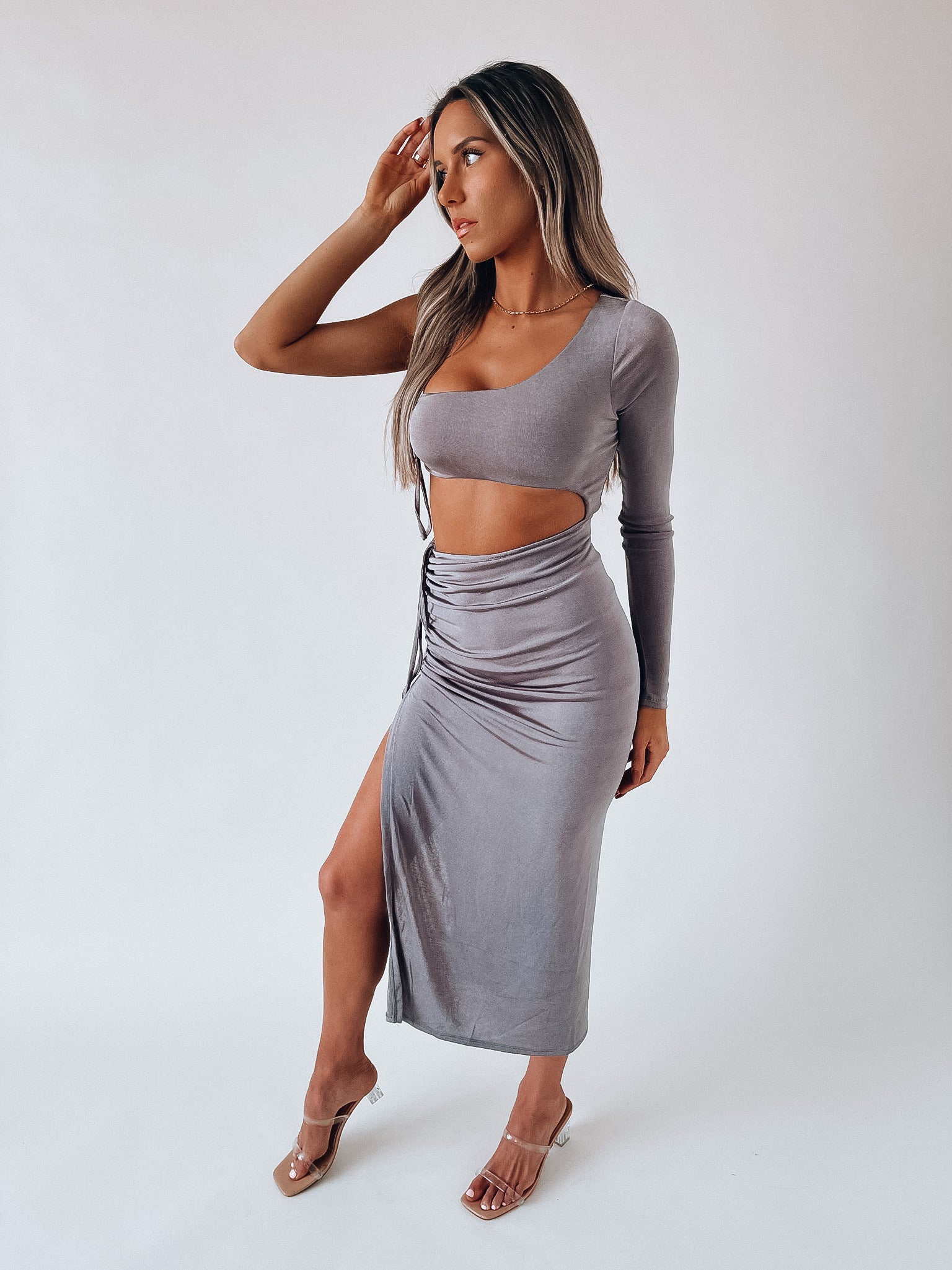 Pewter Cinch Midi Dress