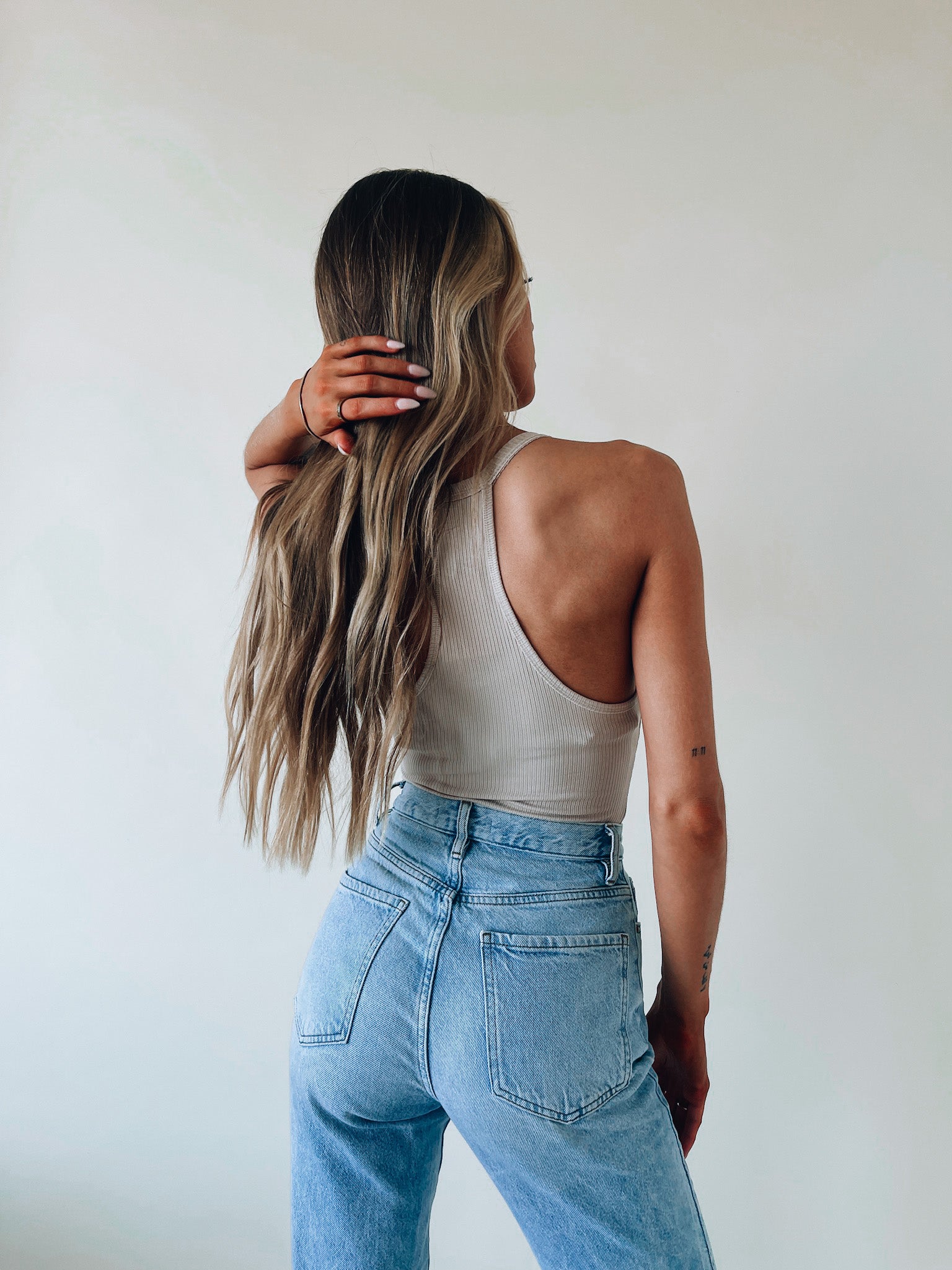 SALE :Basic Ribbed Khaki Bodysuit