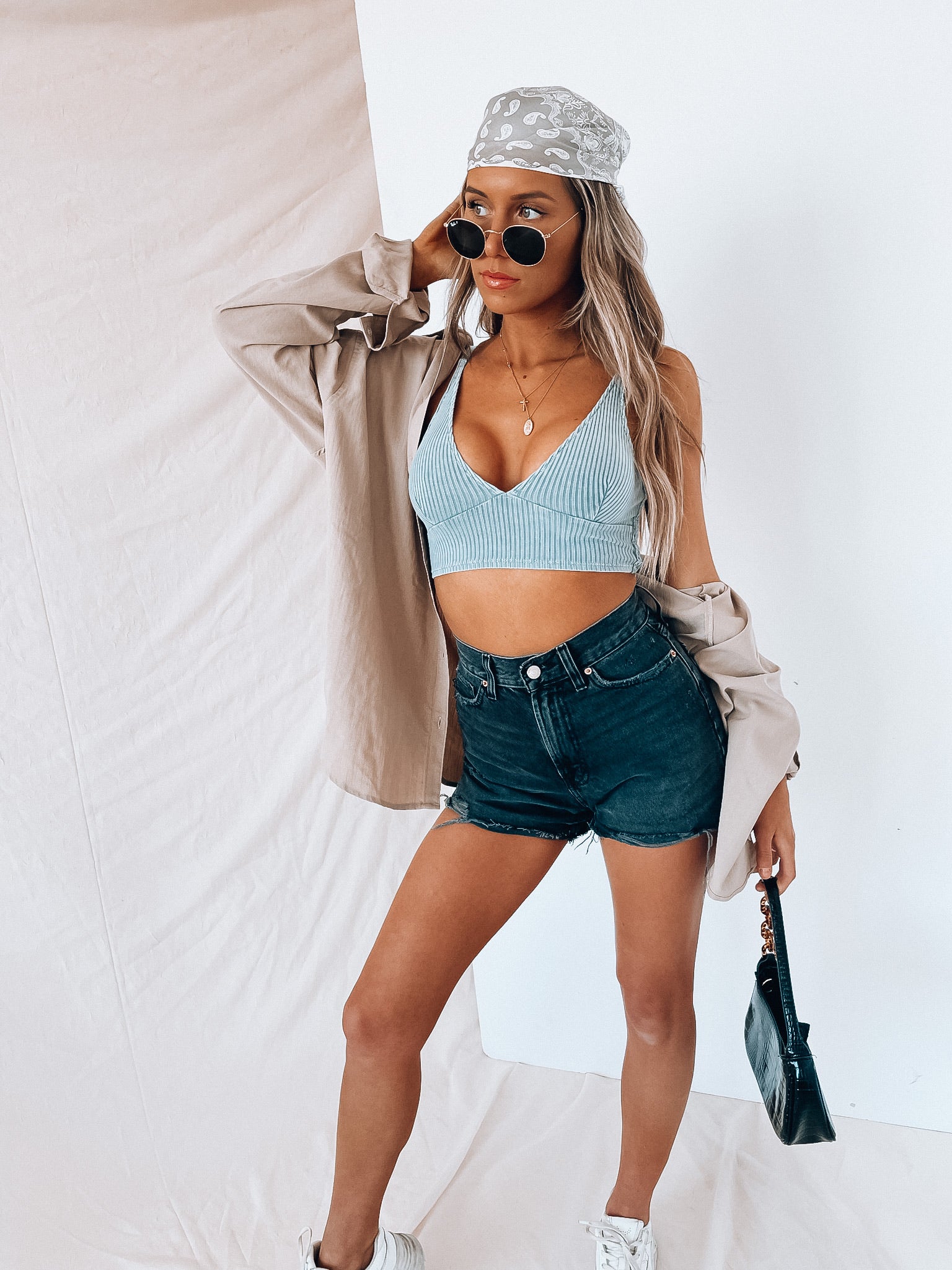 SALE :Blue Emersyn Crop Tank