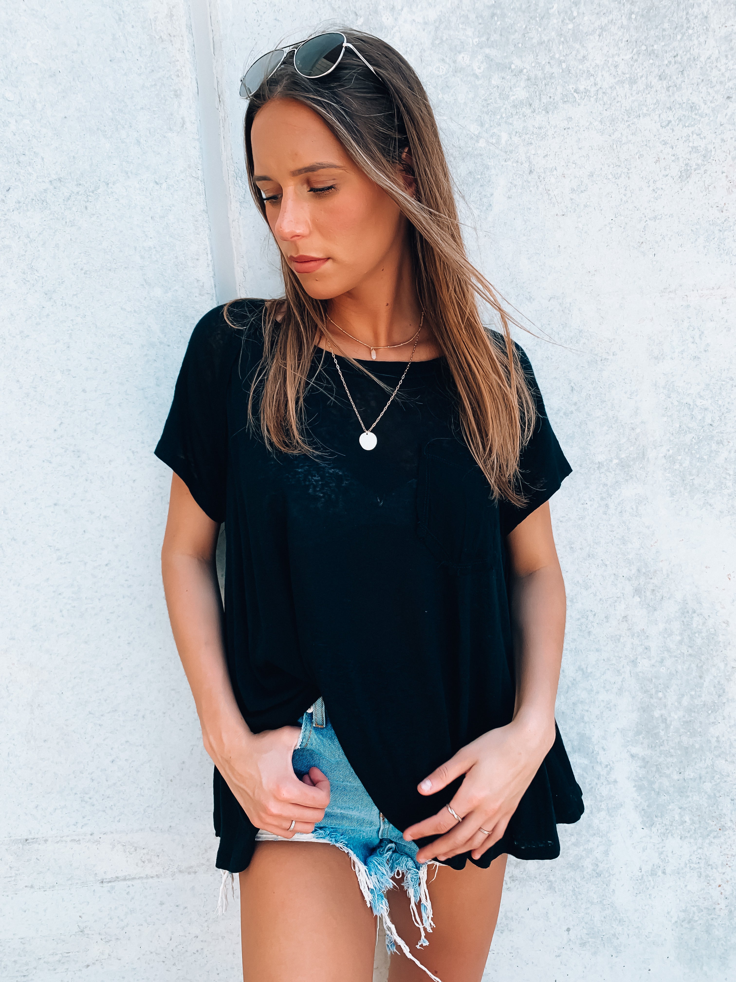SALE : Black Oversized Pocket Tee