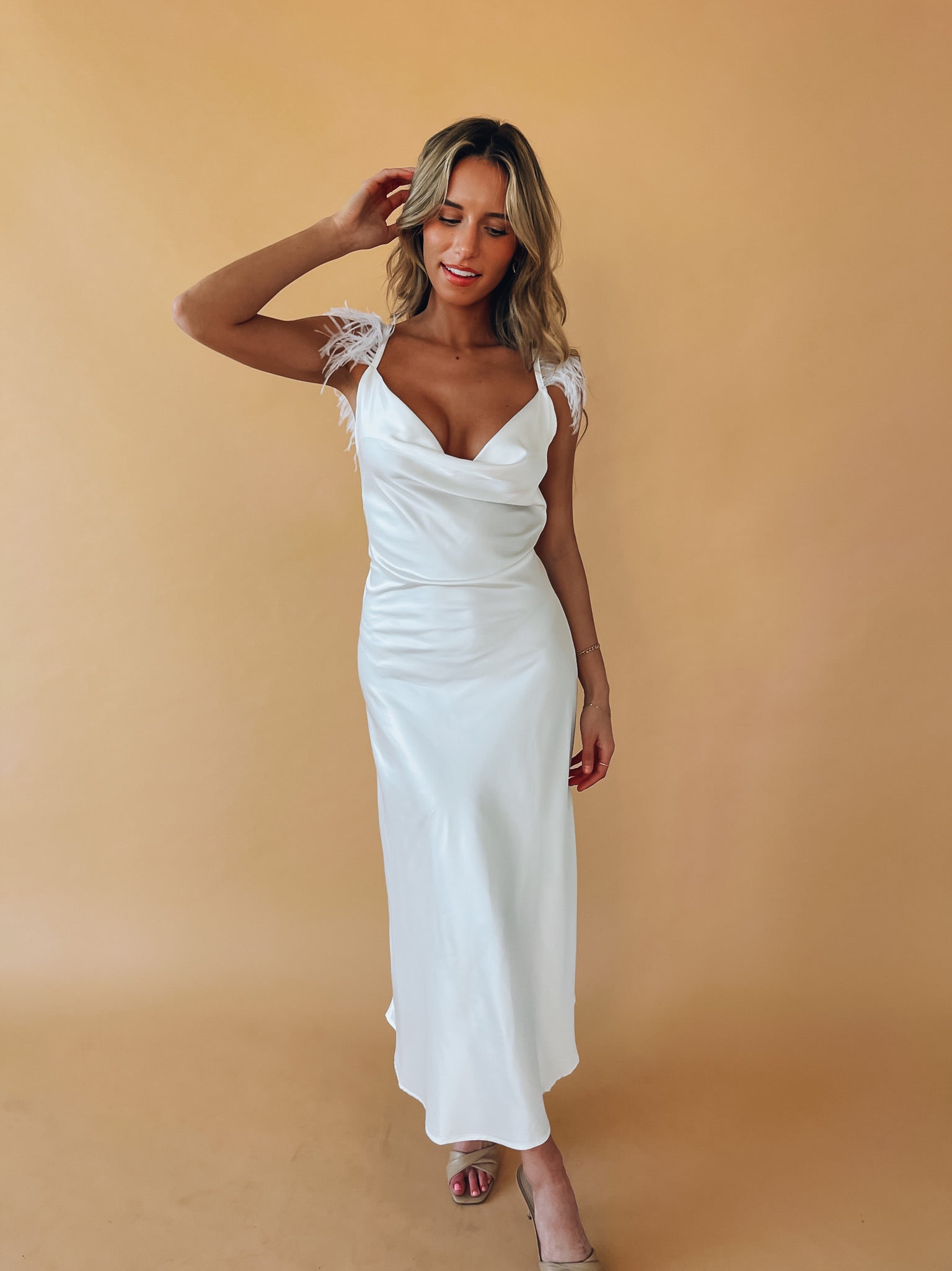 Natalia Feather Detail Maxi Dress