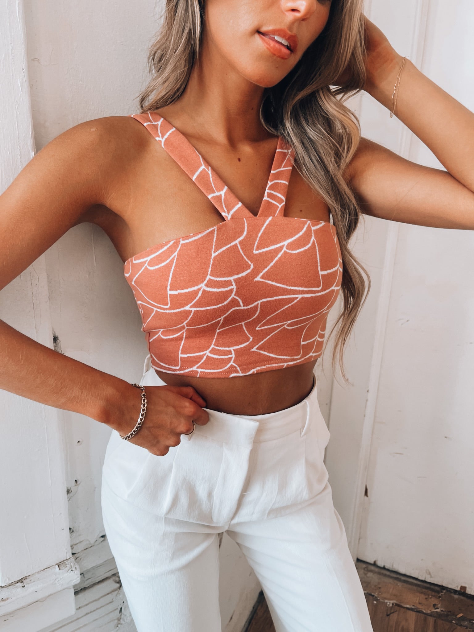 SALE :Avery V Strap Crop Top