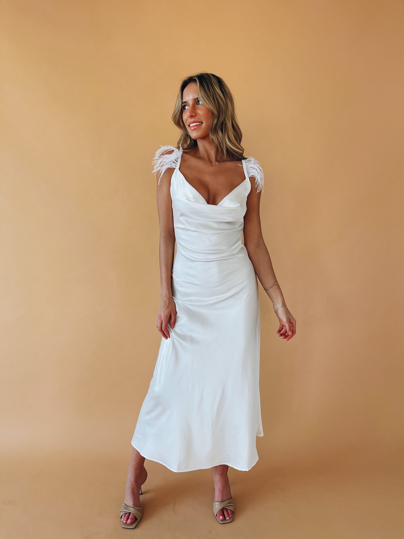 Natalia Feather Detail Maxi Dress