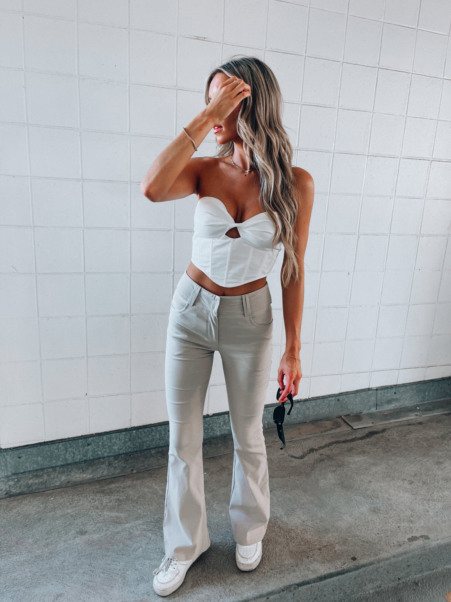 SALE :Zennie White Strapless Corset Top