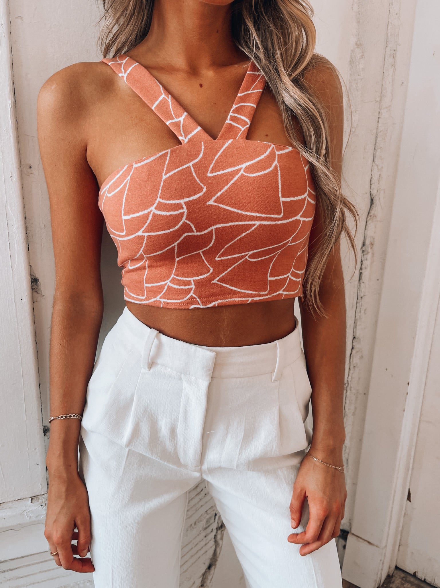 SALE :Avery V Strap Crop Top