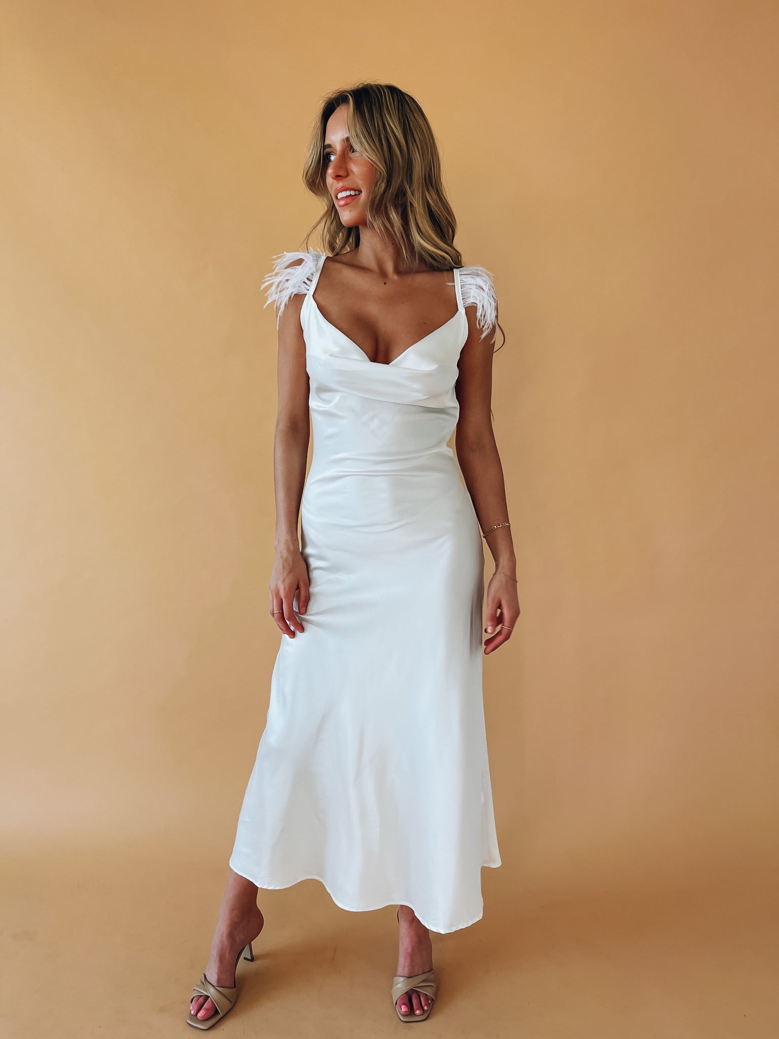 Natalia Feather Detail Maxi Dress