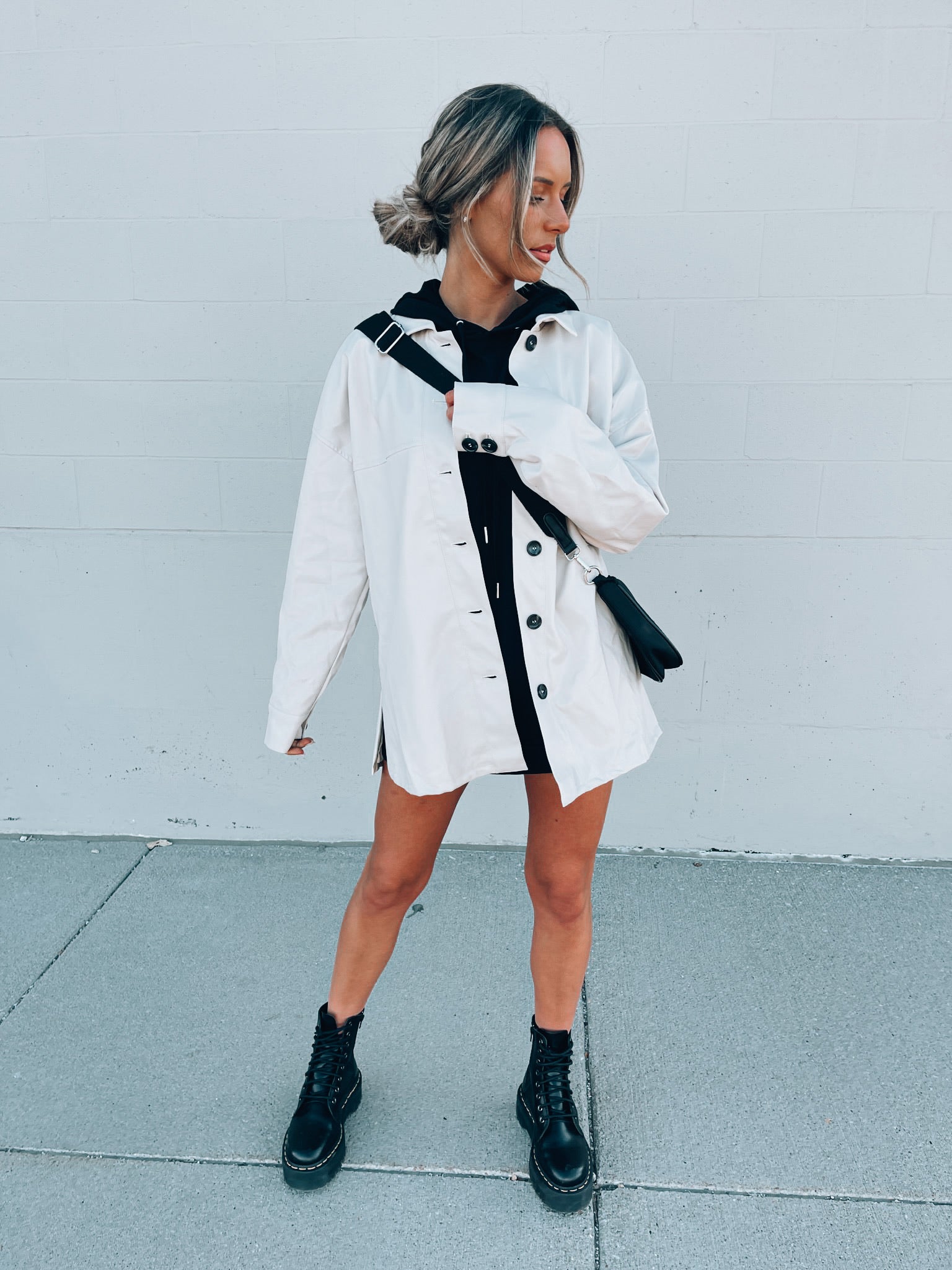 SALE :Emma Beige Pleather Jacket