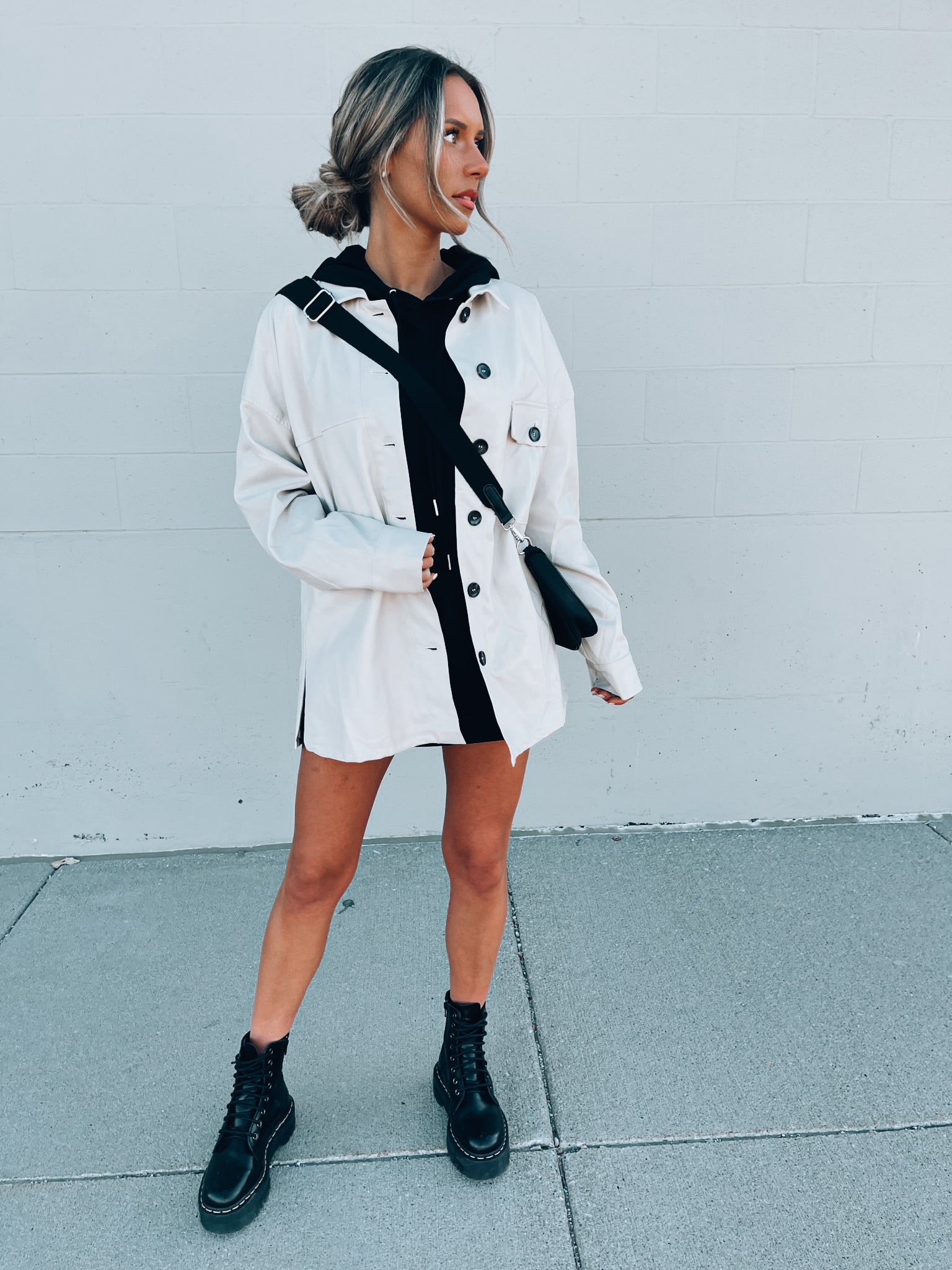 SALE :Emma Beige Pleather Jacket