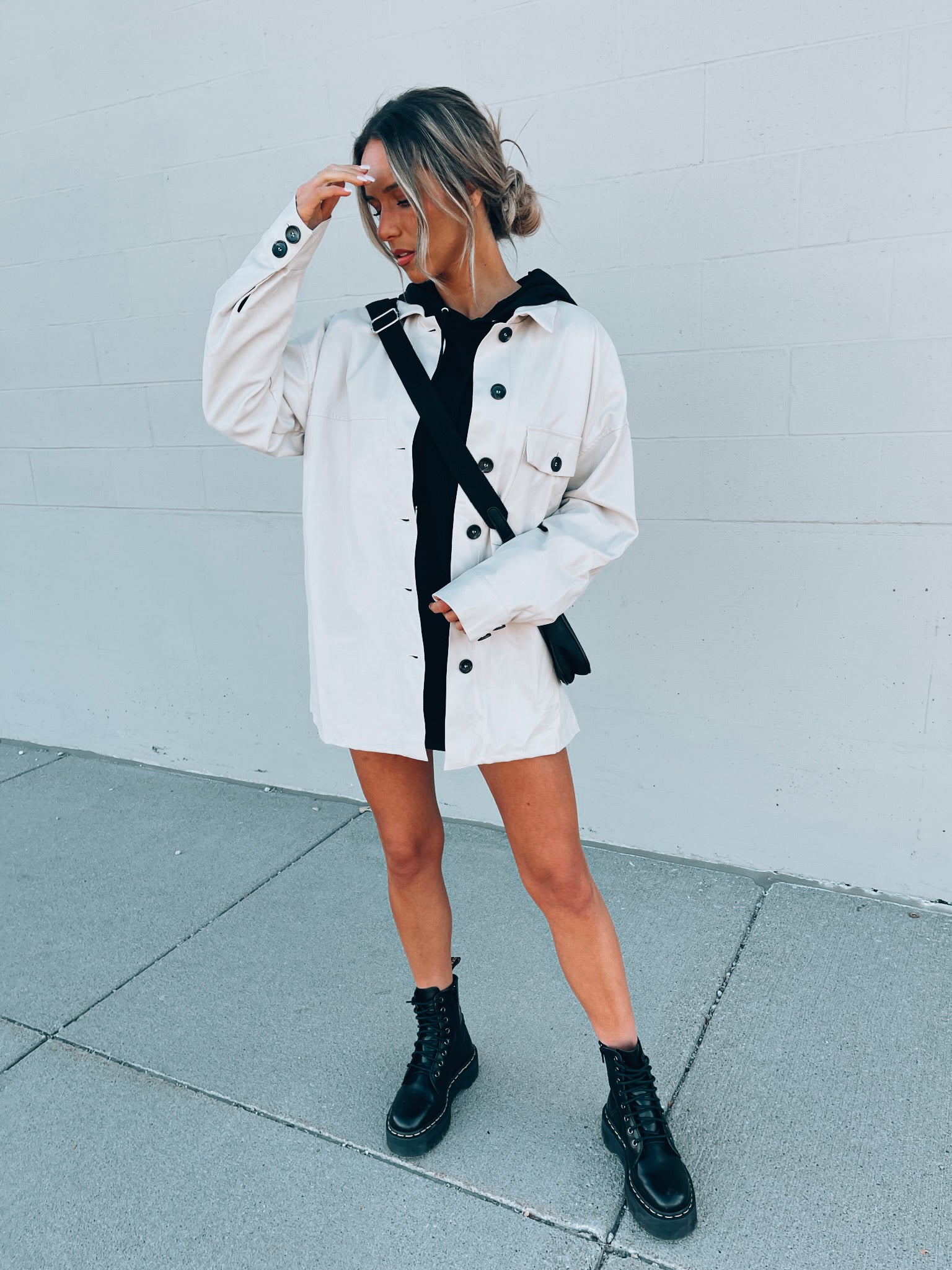 SALE :Emma Beige Pleather Jacket